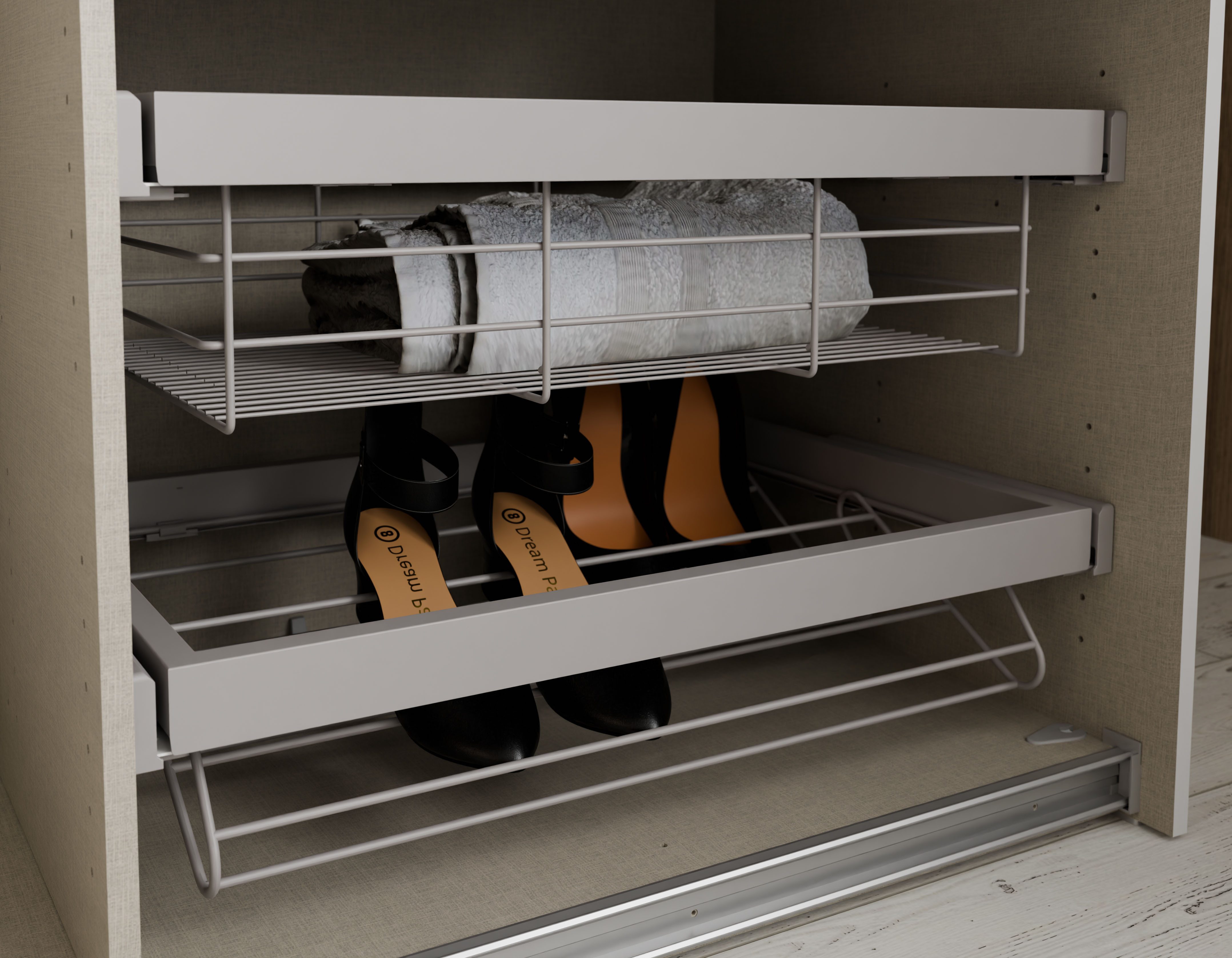 FORTE Inneneinteilung, Schuhregal, offenes Design, Überblick, Metall