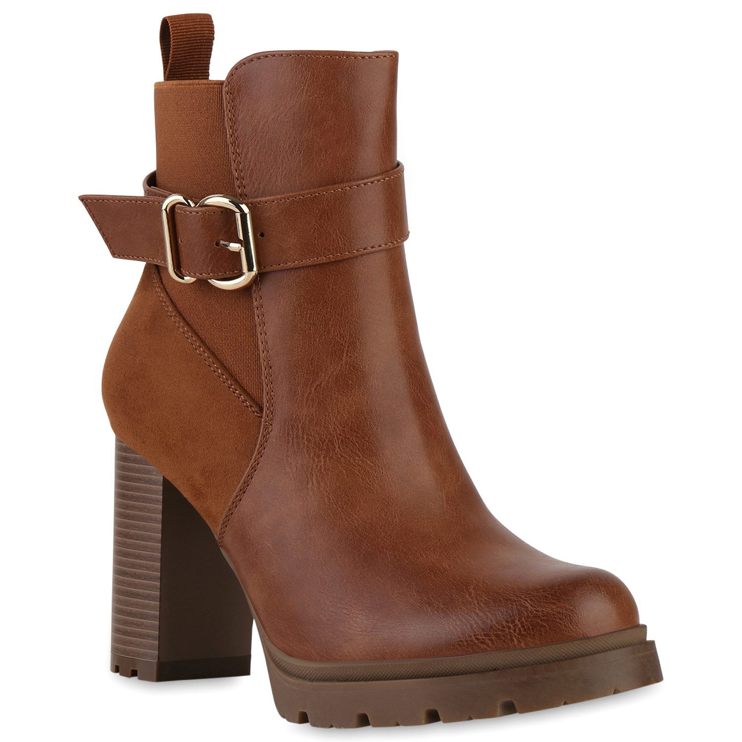 VAN HILL 840735 Bikerboots Damen Leicht Gefütterte Biker Boots Schnallen Pr günstig online kaufen