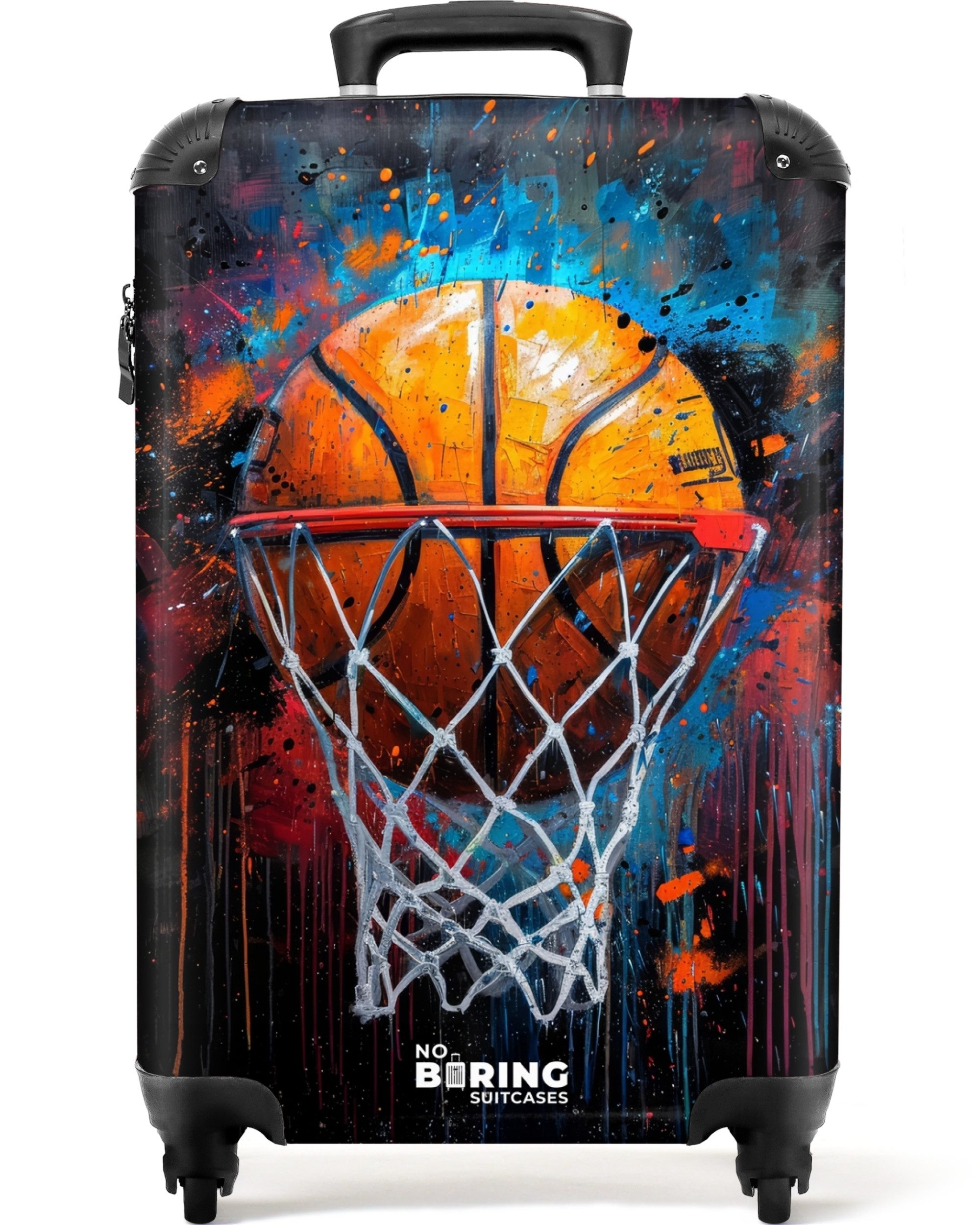 NoBoringSuitcases.com© Hartschalen-Trolley Basketball umgeben von Graffiti günstig online kaufen