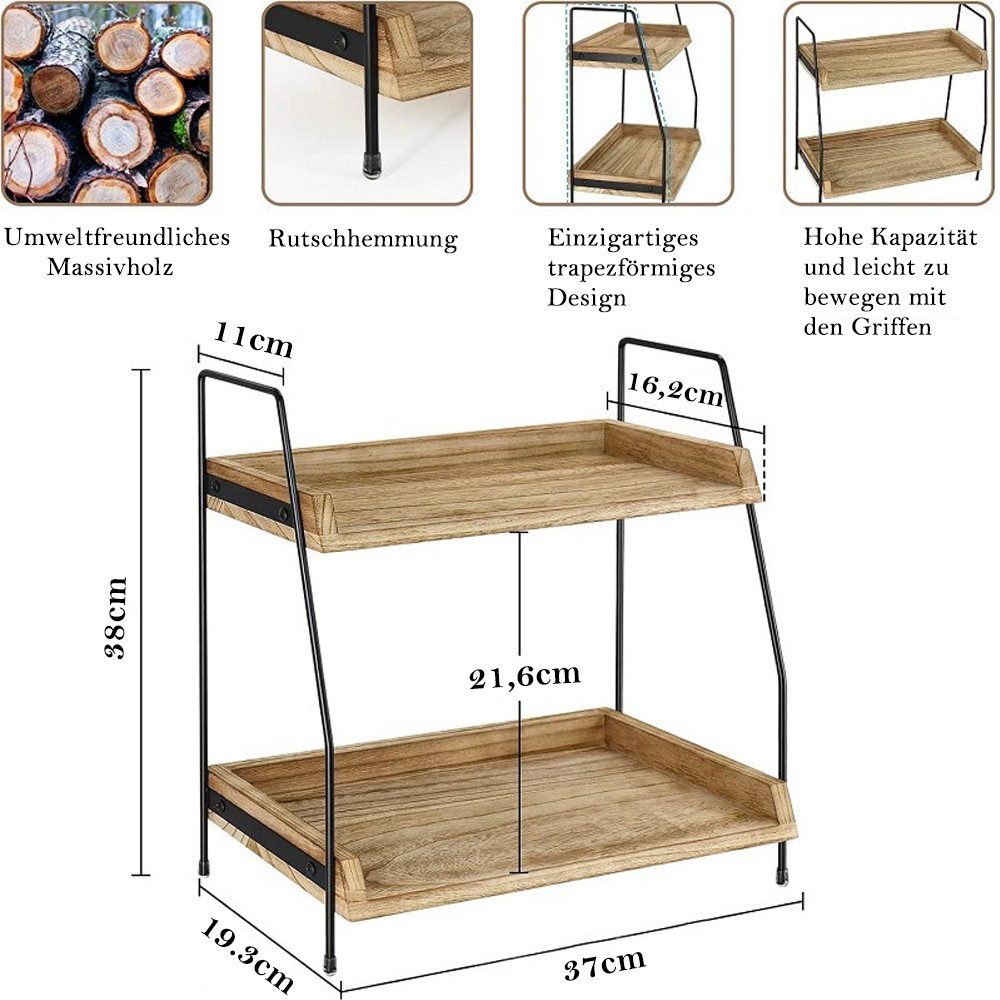 NUODWELL Gewürzregal 2 Etage Vertikales Gewürzregal aus Holz, Aufbewahrungs günstig online kaufen