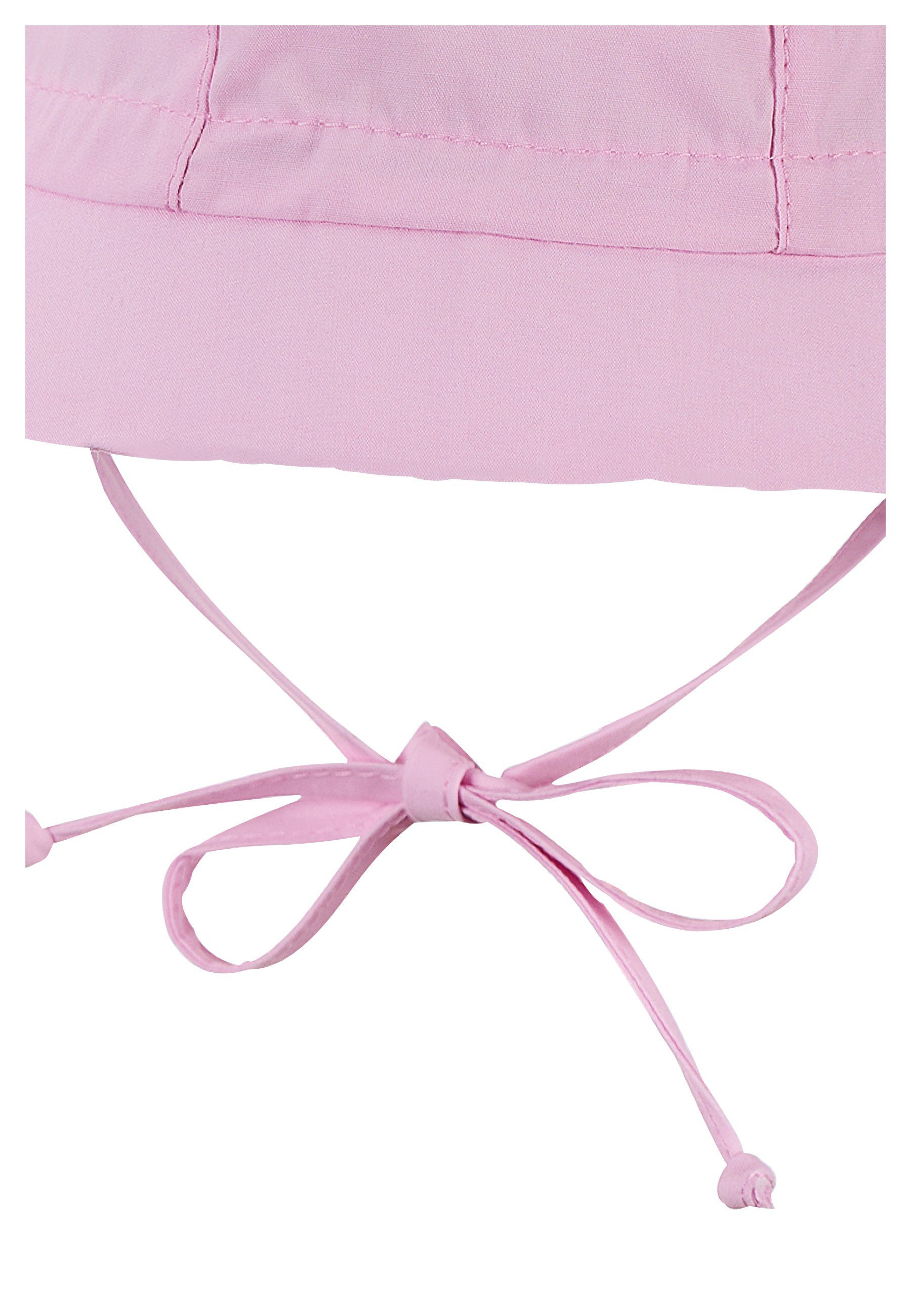 rosafarben aus aus mit Schlupfmütze mit Einfarbig) (Bio) Bindebändern UV-Schutz Sterntaler® Hut 50+ Hut und Sonnenhut Baby (1-St., Größenregulierung UV-Popeline