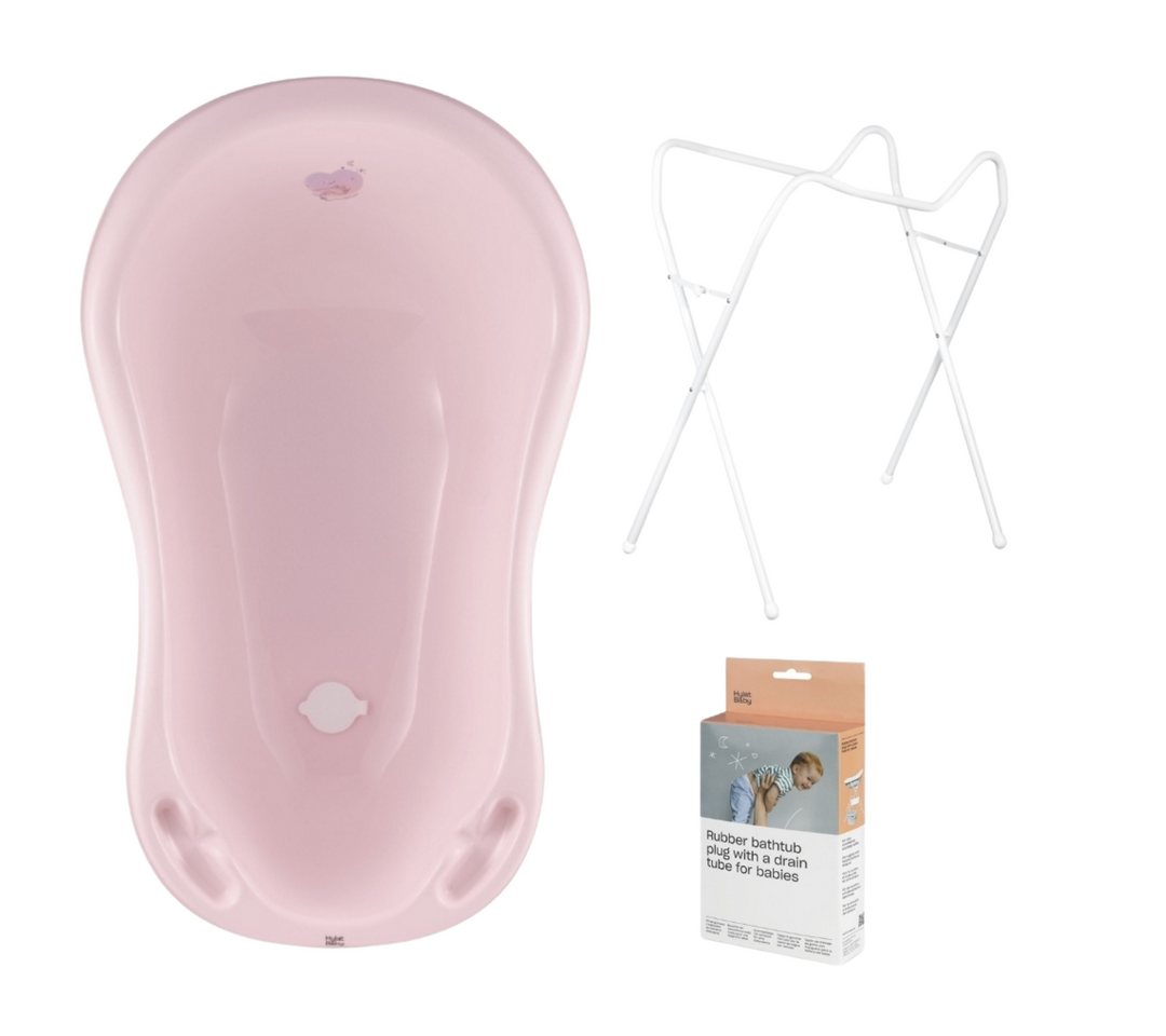 Thumbnail - Hylat Baby Babybadewanne Babywanne, Gestell, Abfluss – Rosa, (3-teiliges SET)