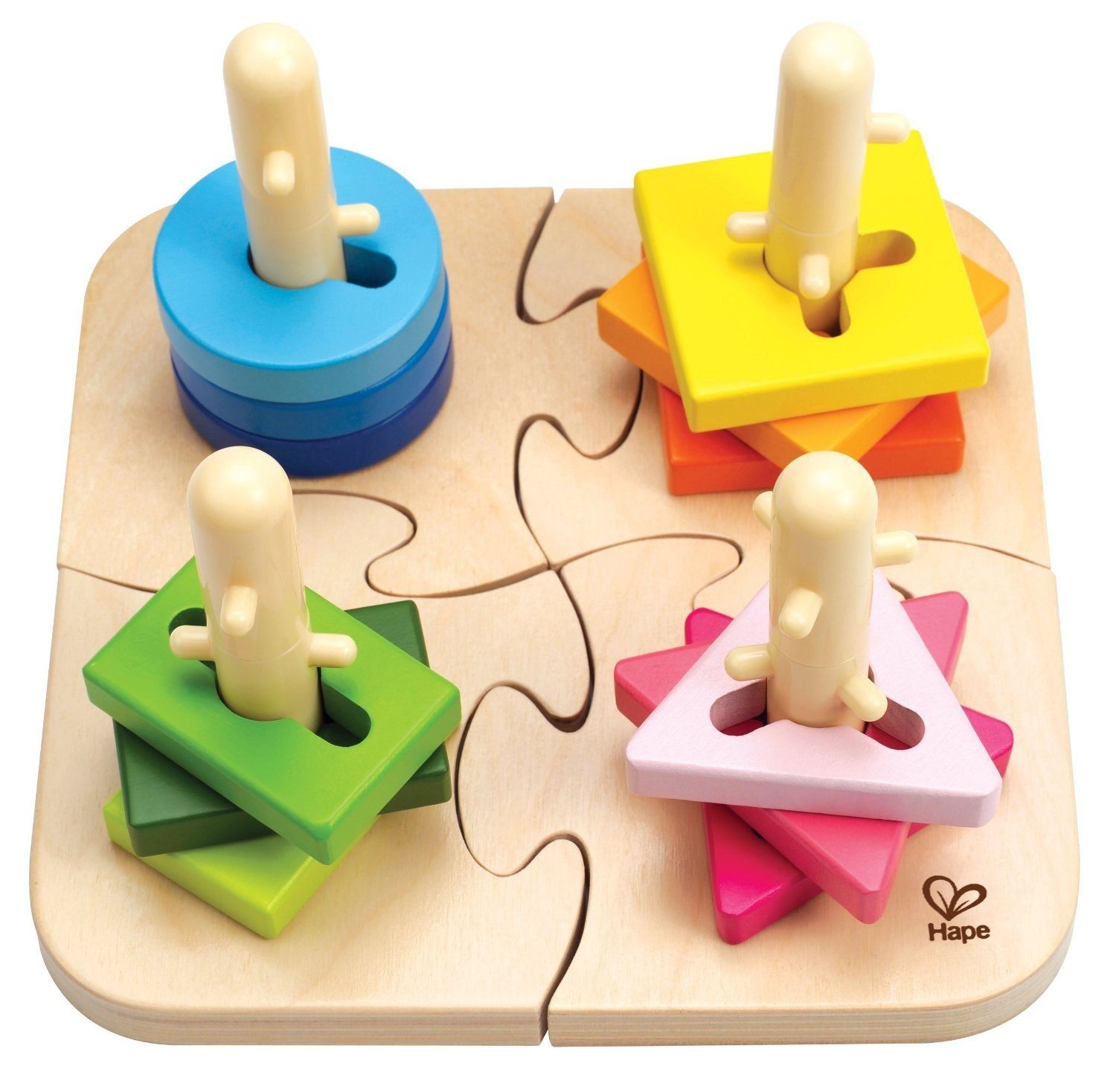 beleduc Puzzle Hape E0411 - Kreatives Steckpuzzle, 16 teilig, Puzzleteile
