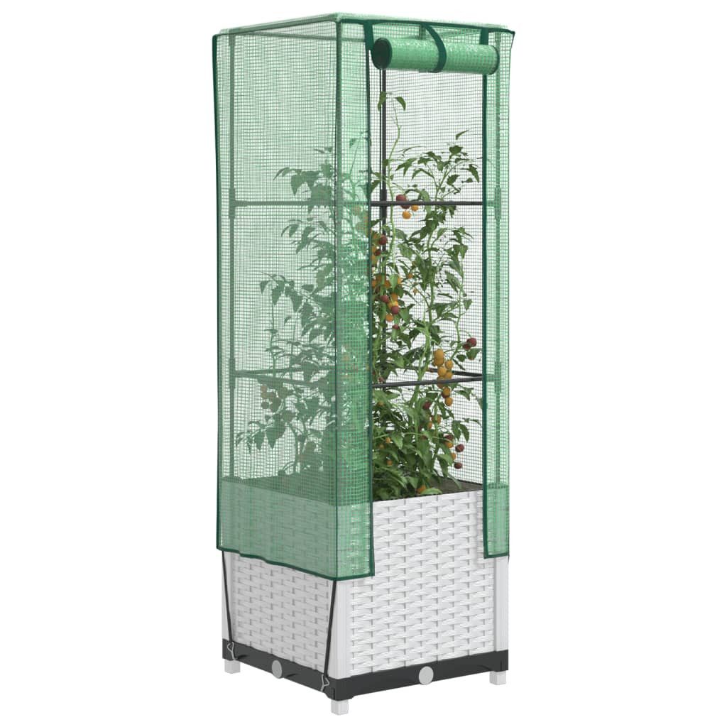 vidaXL Gewächshaus 40 x 40 x 139 cm Hochbeet mit Gewächshaus-Aufsatz Rattan-Optik 40x40x1