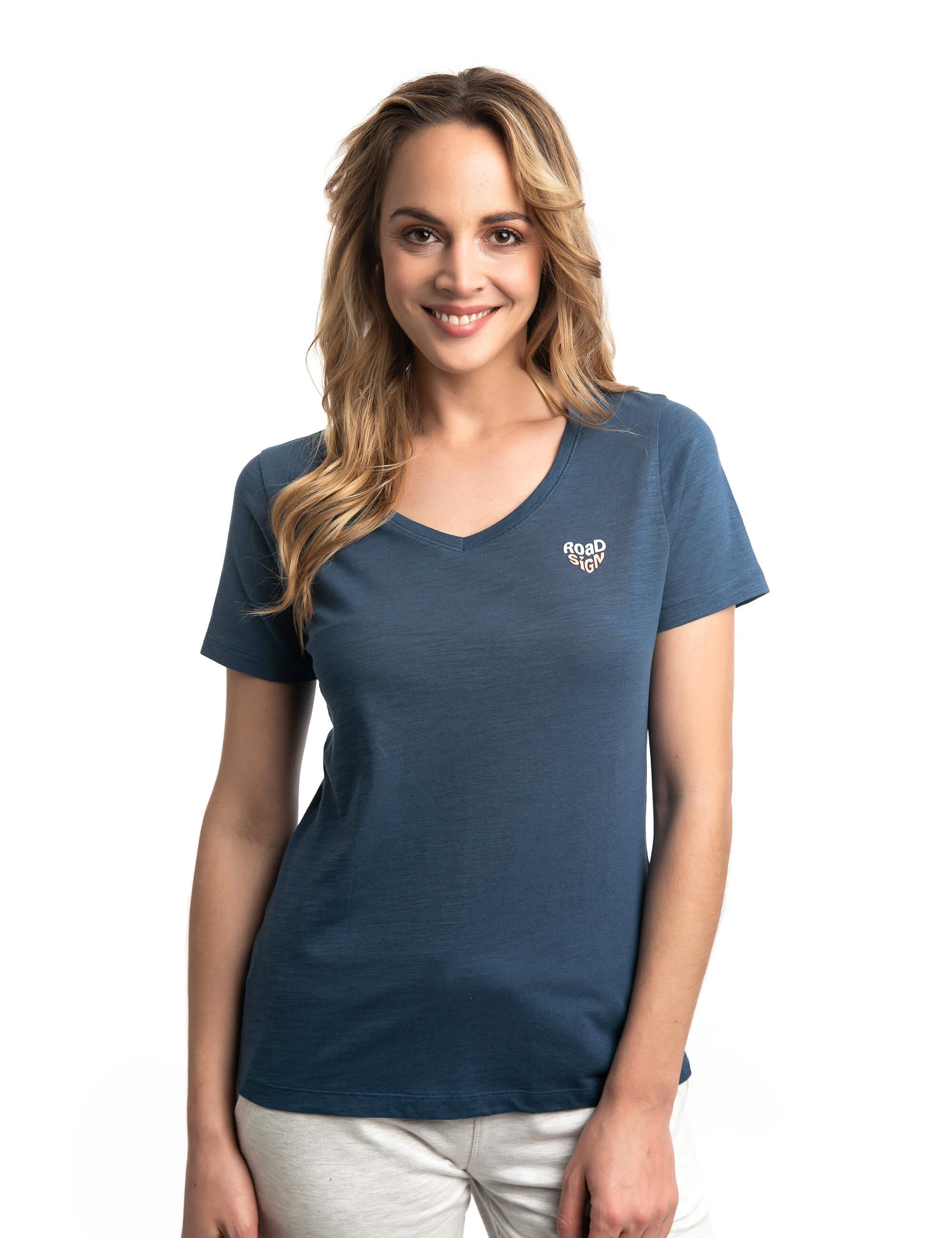 ROADSIGN australia T-Shirt Heart (1-tlg) mit V-Ausschnitt & Print, 100 %  Baumwolle