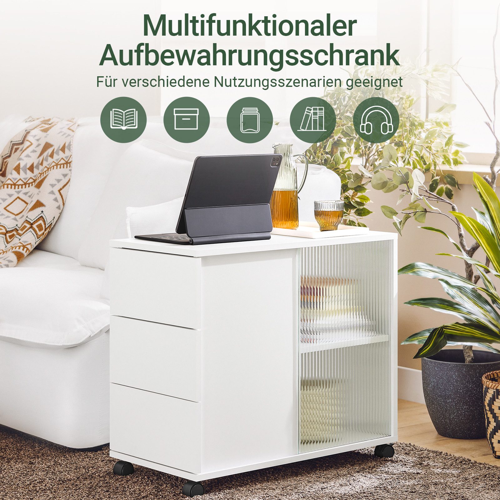 SoBuy Rollcontainer FBT141, Beistelltisch Sideboard, Aufbewahrungsschrank m günstig online kaufen