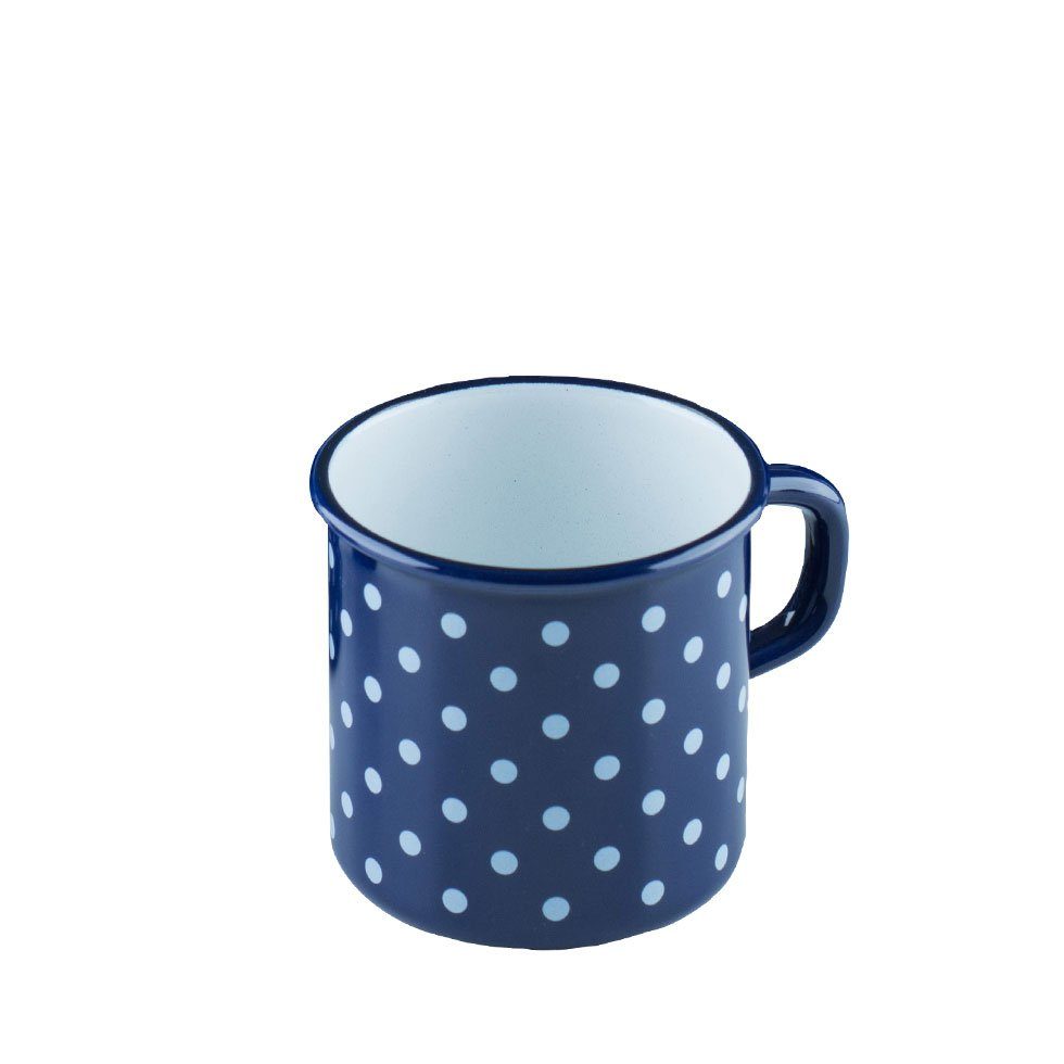 Riess Tafelservice Riess, Becher/ Topf mit Bördel pünktchenblau (1-tlg), Emaille