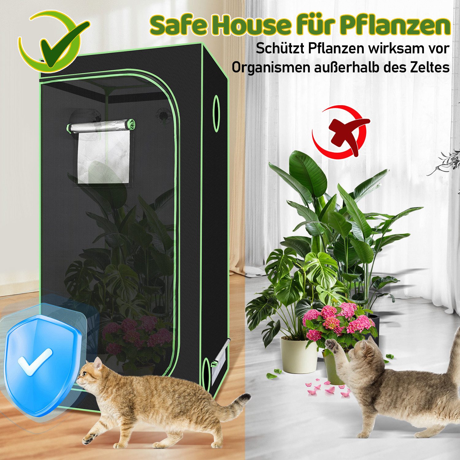 Clanmacy Gewächshaus Growbox Growzelt Gewächszelt 600D Indoor Pflanzenzelt Größe wählbar – Bild 5 von 5