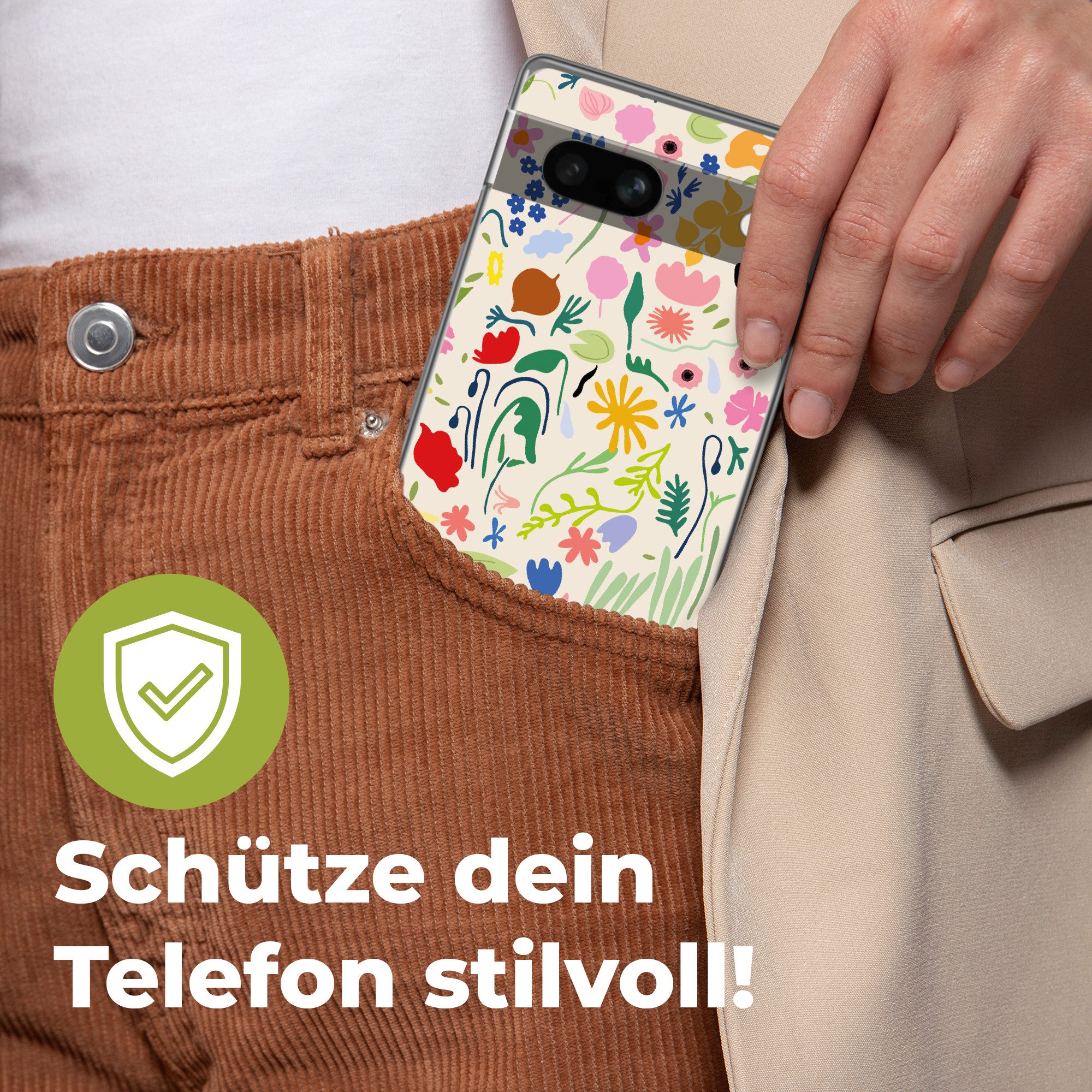 MuchoWow Handyhülle für Google Pixel 7a Blumen - Muster - Pflanzen, Handy Case, Silikon, Bumper Case Dünn