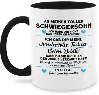 Shirtracer Tasse »An meinen tollen Schwiegersohn - Kaffeetasse mit Spruch - Tasse zweifarbig«, Keramik, schwarze cups - teetasse schwarz - schwiegersohn+tasse - tolle tassen