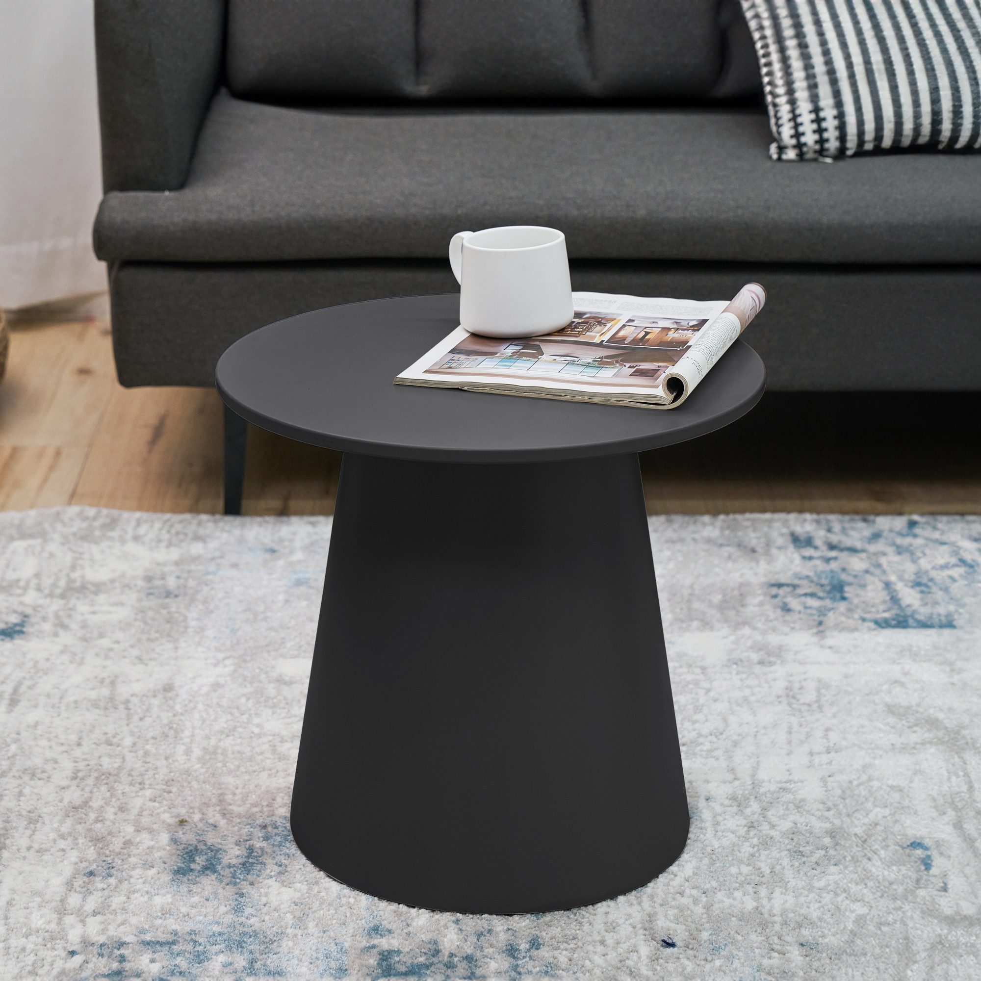 en.casa Couchtisch, »Nyd« rund MDF 40 x Ø44 cm Schwarz günstig online kaufen