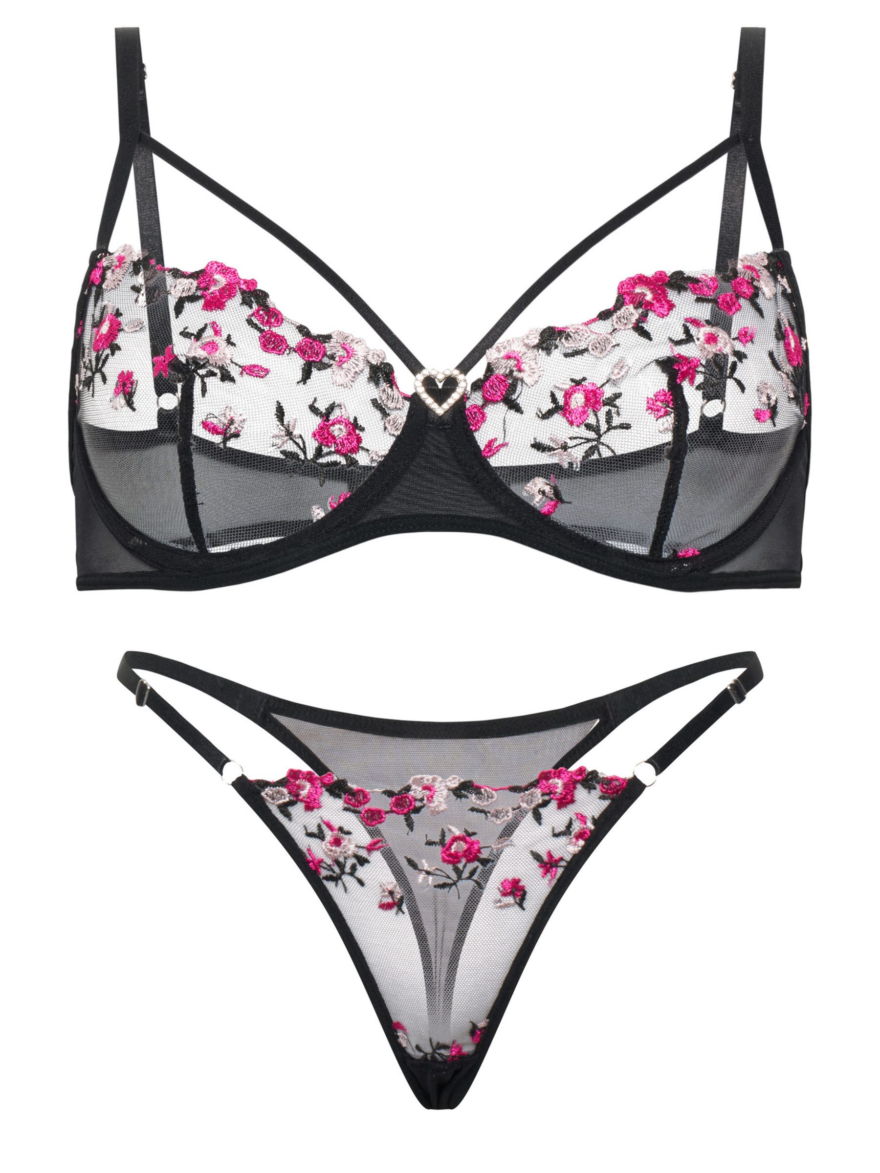 Elegant Love Set: Bügel-BH Sexy Dessous-Set, Damenunterwäsche, BH und String (Set, 2-tlg., mit Tanga) BH-Set mit Panty, Lingerie für Damen, Reizwäsche – Bild 2 von 5