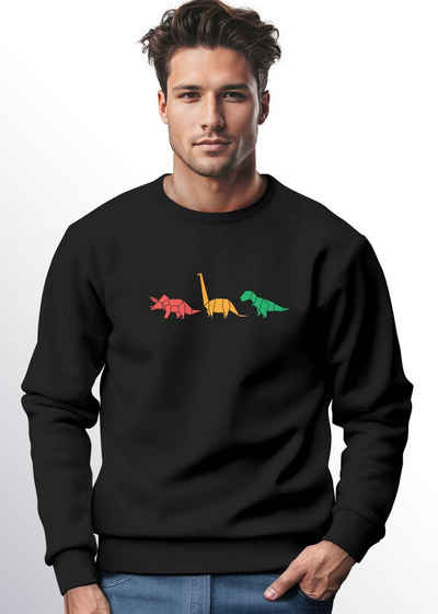 Neverless Sweatshirt Sweatshirt Herren Dinosaurier Aufdruck Polygon Tiere Geometric Print F