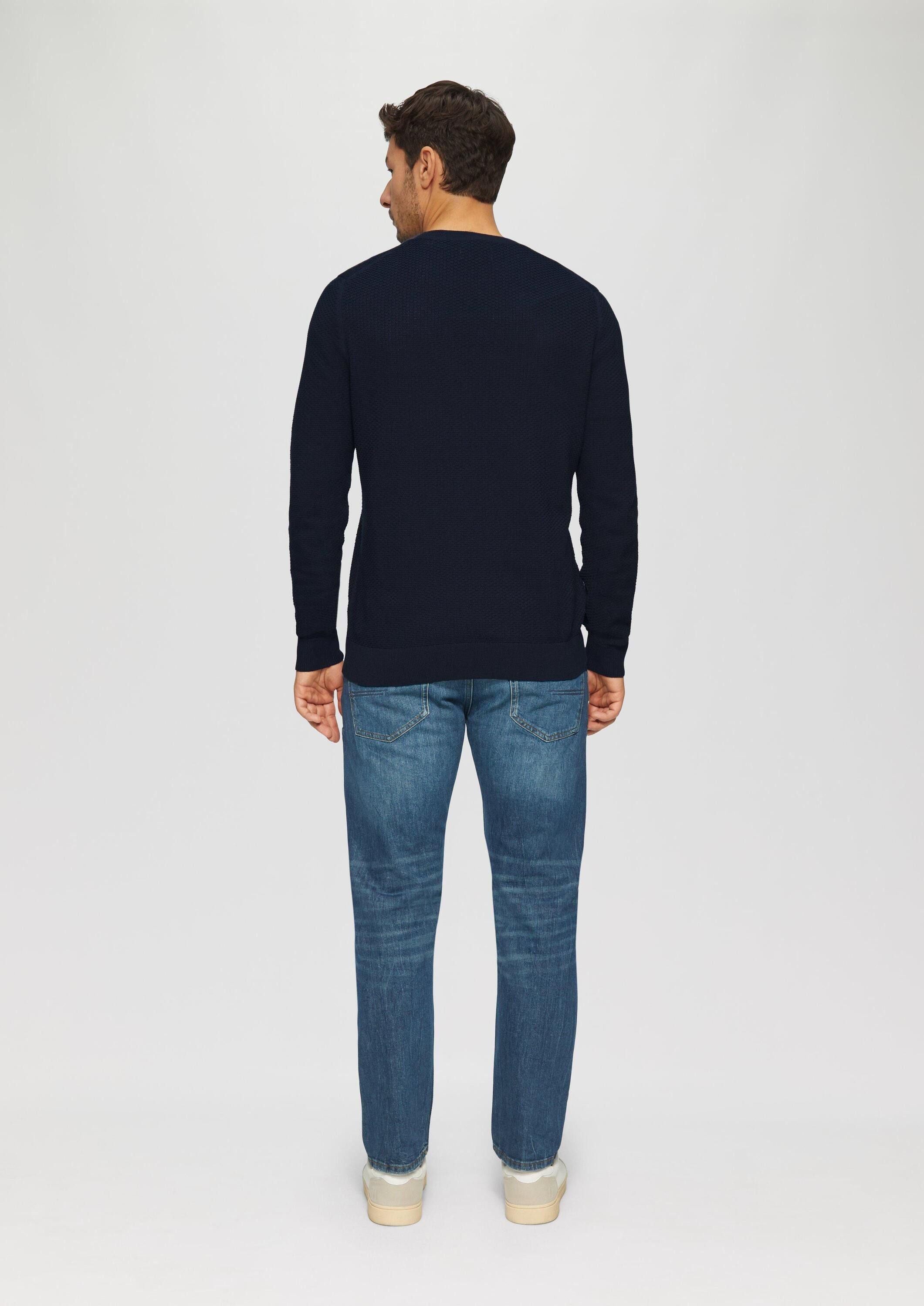 s.Oliver Longpullover Strickpullover Strukturierter Strickpullover mit Logo-Patch