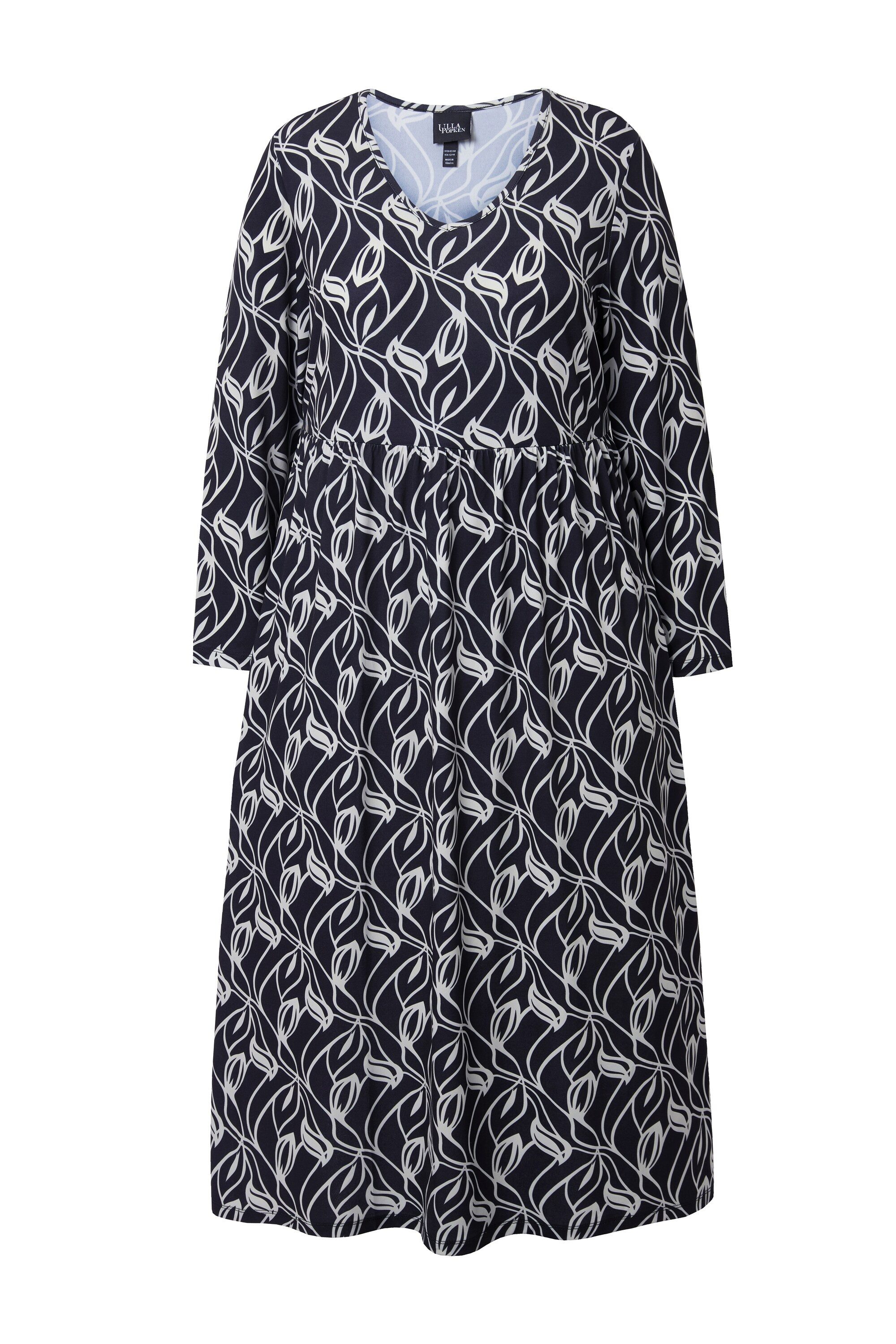 Maxikleid Maxikleid A-Linie V-Ausschnitt Langarm Taschen