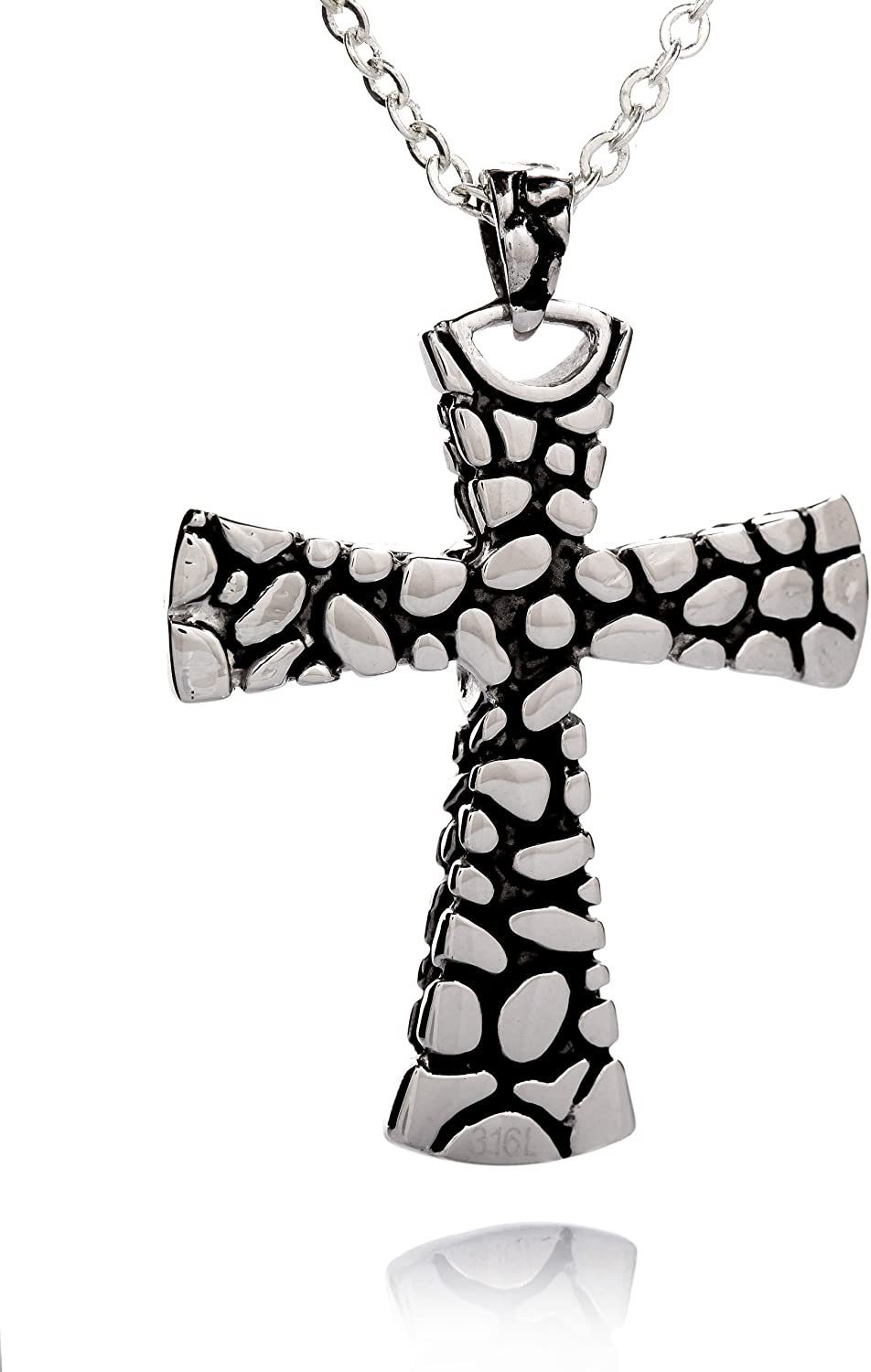 Edelstahl 45.0 Zentimeter mit mit Kreuz Kette Anhänger Kettenanhänger SLP246 - Schwarze Beschichtung EdelstahlKette Karisma