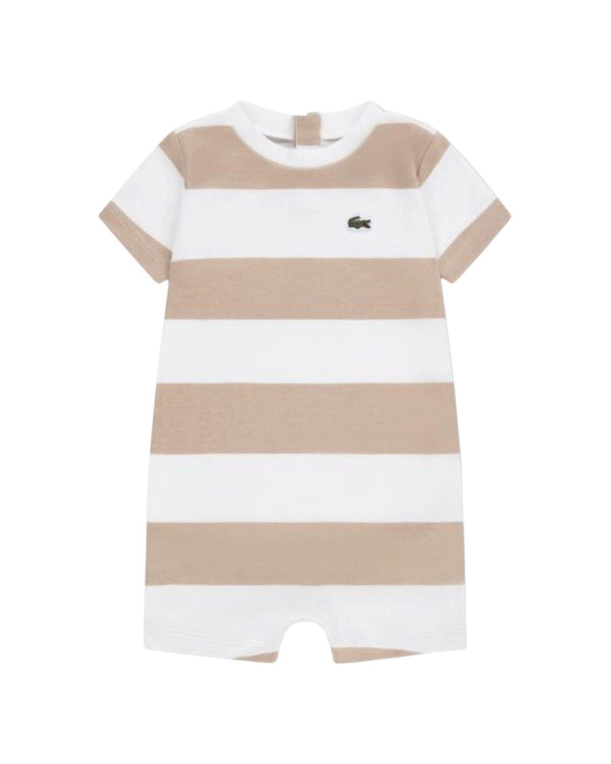 Lacoste Strampler Lacoste Baby Strampler aus gestreiftem Interlock in creme beige LIONNE