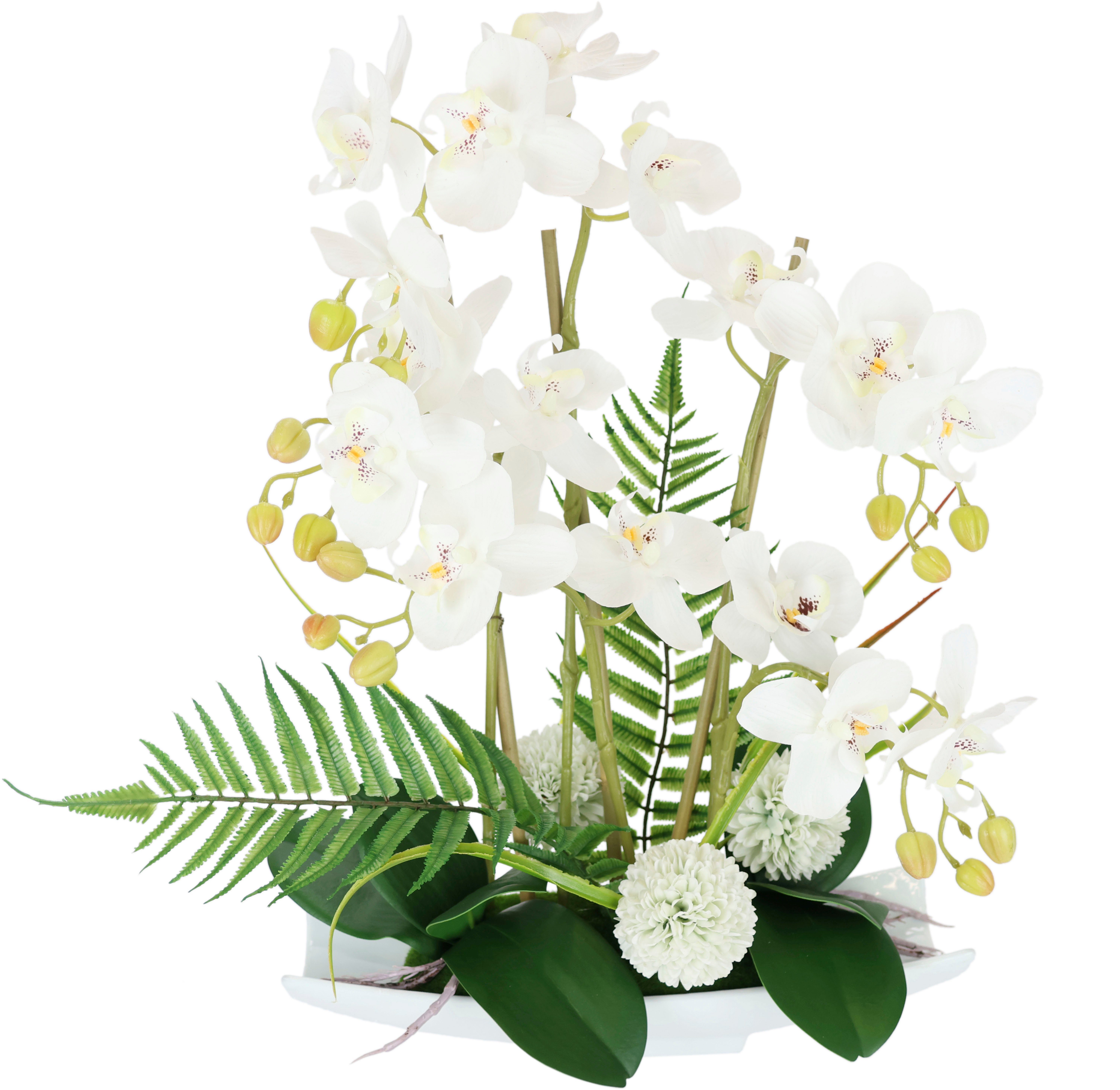 Kunstblume Orchideen, I.GE.A., Höhe 52 cm, Künstliche Orchidee in Keramik-Schale Blume Kunstorchidee Phalaenopsis