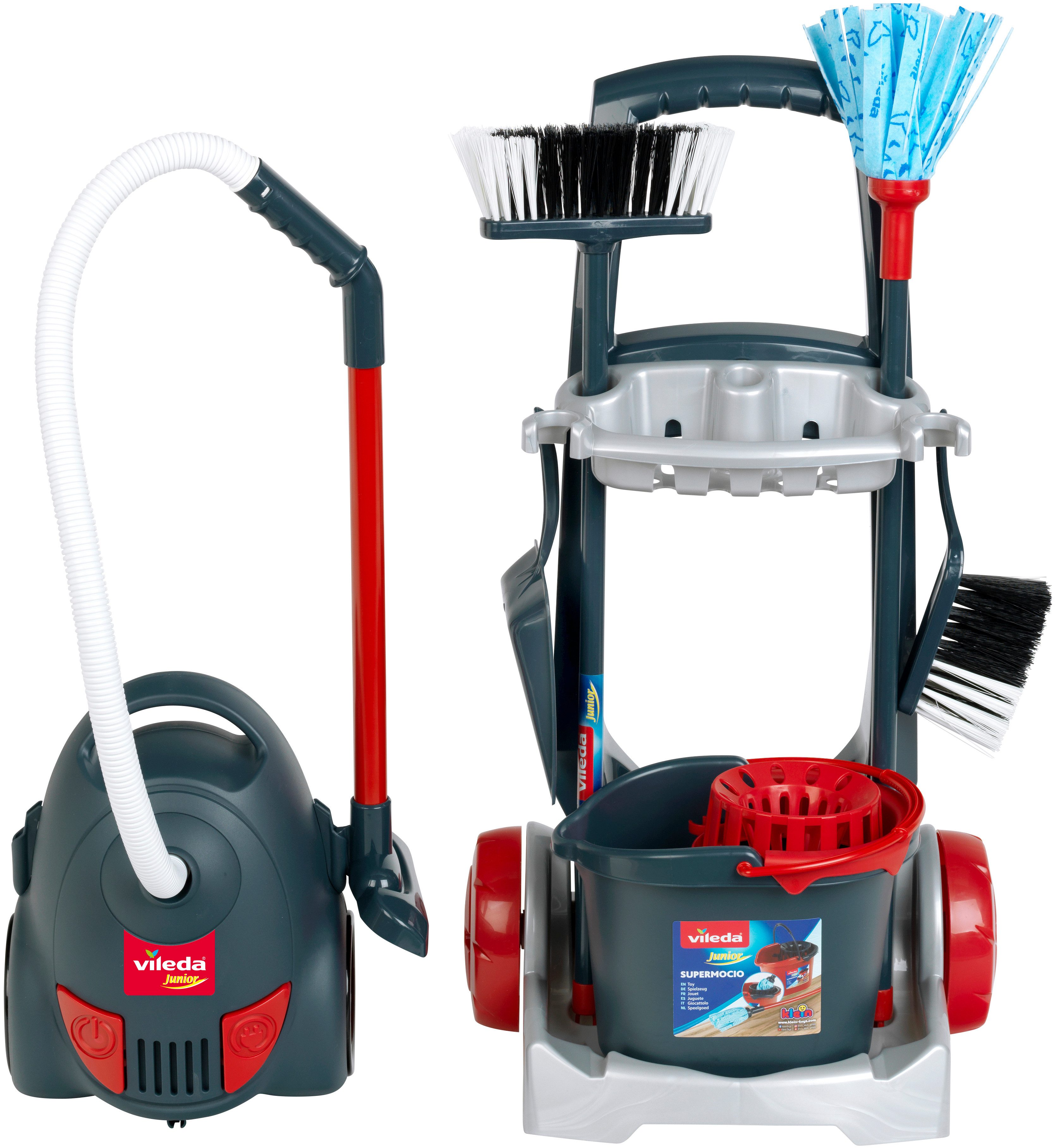 Klein Kinder-Staubsauger Vileda mit Putzwagen, (Set, 7-tlg)