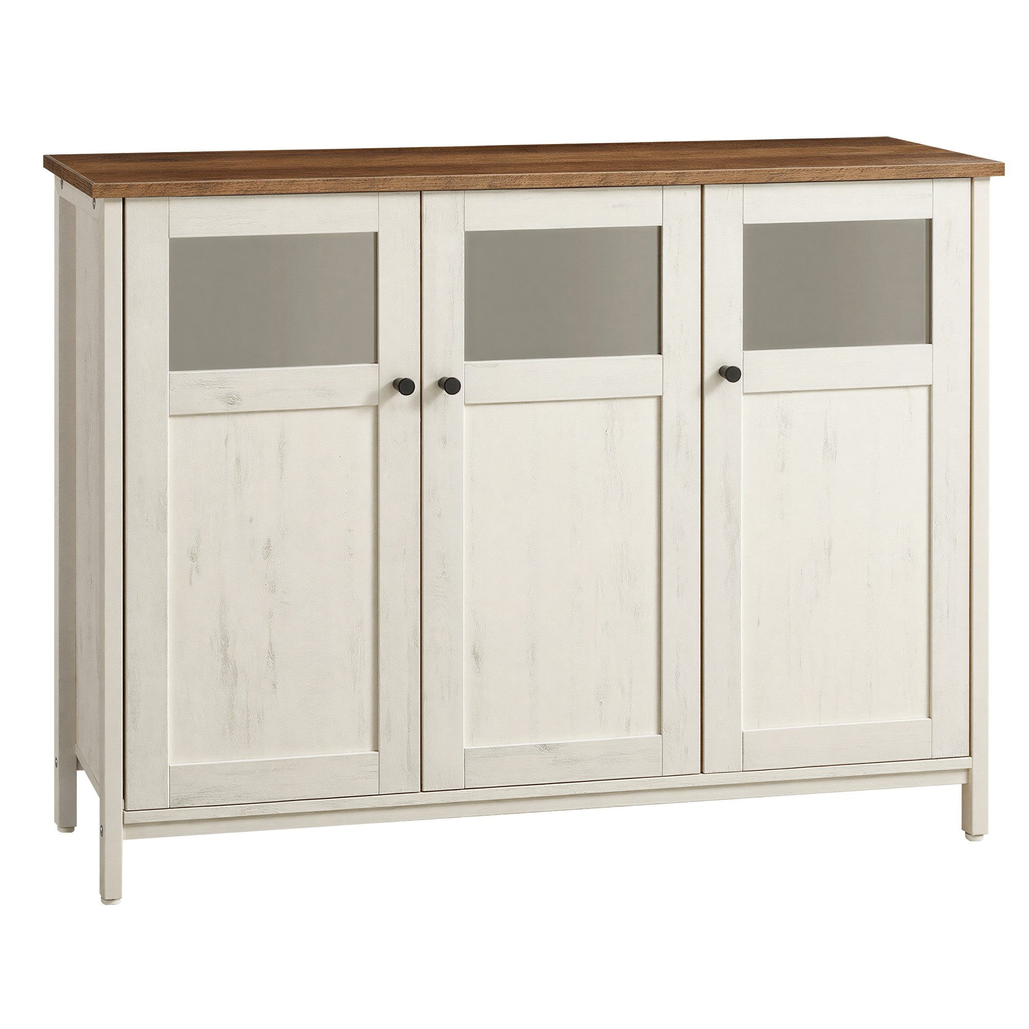 VASAGLE Sideboard Küchenschrank (Aufbewahrungsschrank, Stahlrahmen, Industrie, für Wohnzimmer, Küche, Esszimmer), 100 x 35 x 75 cm, verstellbaren Ablage, mit Glastüren