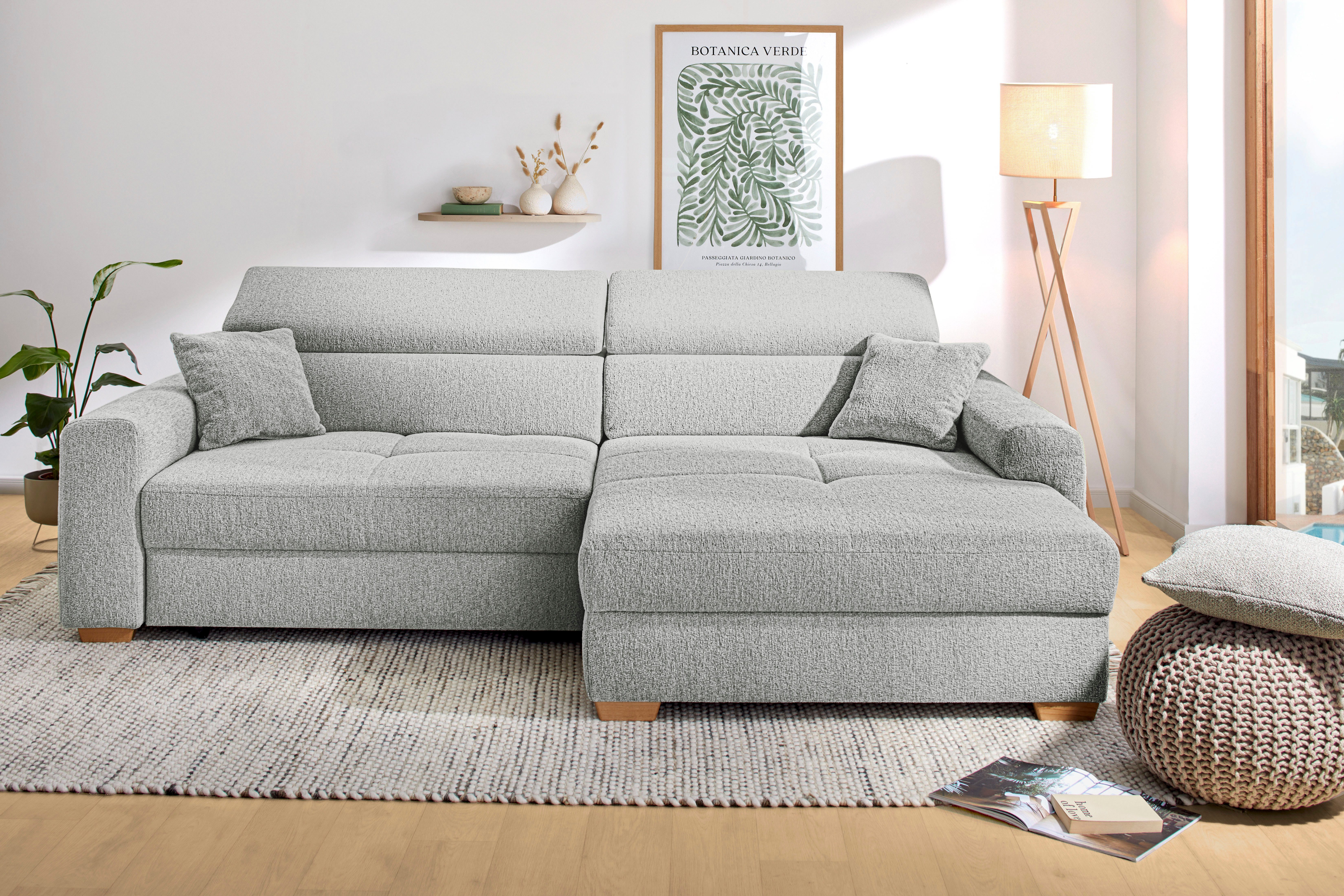 Jockenhöfer Gruppe Ecksofa Slider L-Form, B: 277 cm Couch, 60cm elektrische Sitztiefenverstellung, 140kg Belastbarkeit, USB-Anschluss, Kopfteilverstellung & Zierkissen