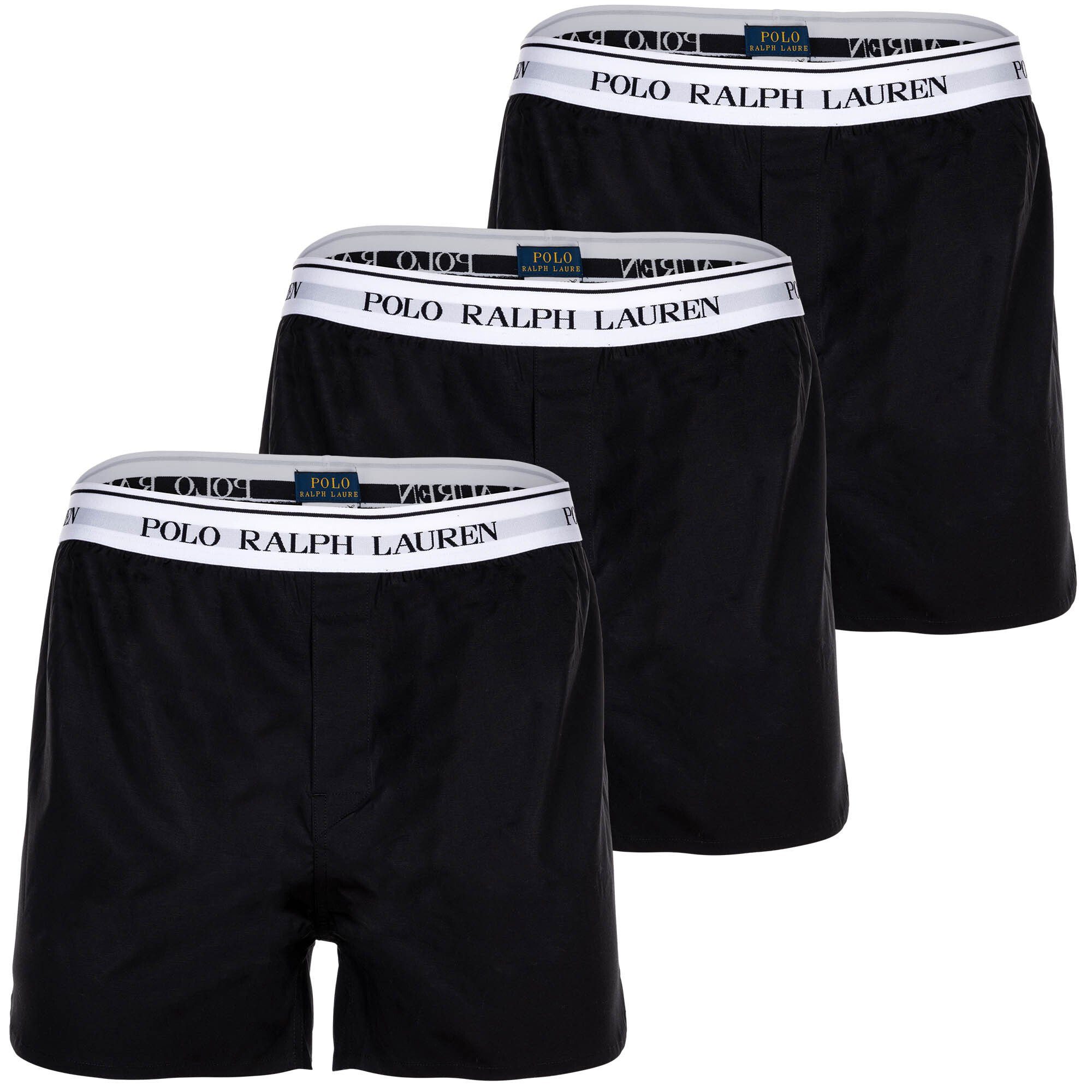 Polo Ralph Lauren Boxershorts Herren Web-Boxershorts, 3er Pack - ELASTIC BXER-3 Schwarz