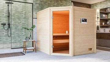 welltime Sauna Tami, BxTxH: 195 x 195 x 187 cm, 38 mm, 4,5-kW-Ofen mit ext. Steuerung