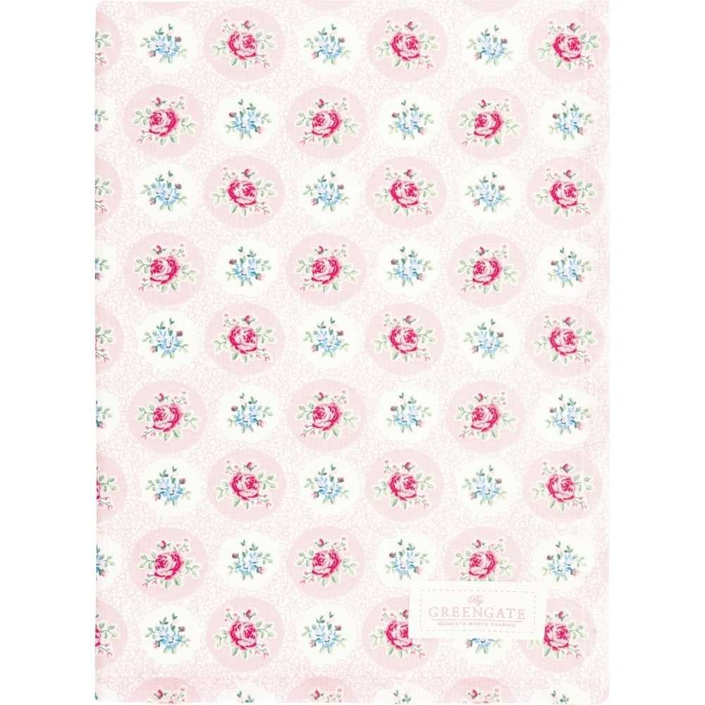 Greengate Geschirrtuch Greengate Geschirrtuch ELLE PALE PINK Rosa mit Blumen