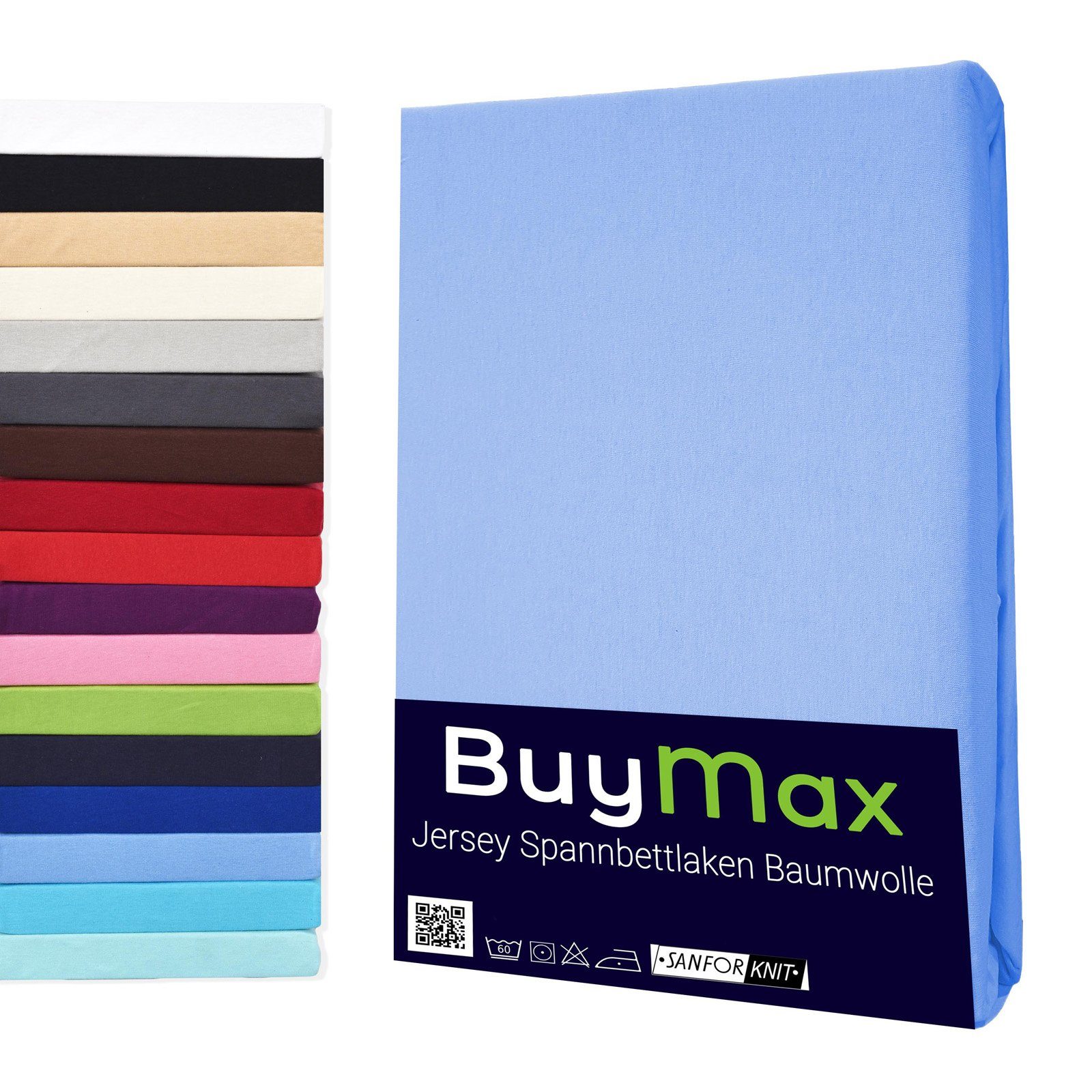 Buymax Spannbettlaken Buymax Jersey aus 100% Baumwolle, Jersey, Gummizug: Rundumgummi, (1 Stück), Pflegeleicht und Atmungsaktiv in Verschiedenen Farben und Größen