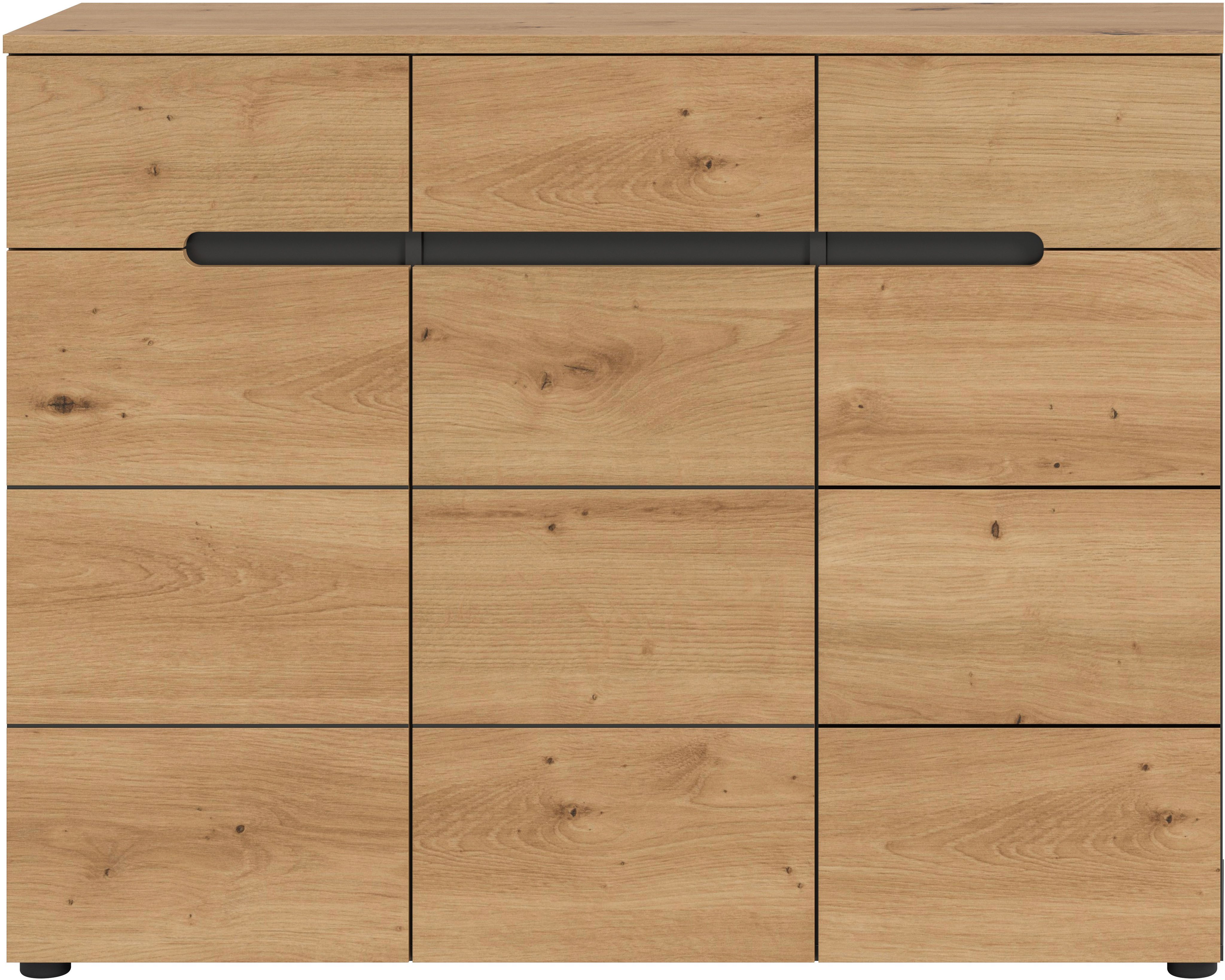 Home affaire Garderobenschrank REHAT, TOPSELLER!, Breite 120 cm, 3 Türen, 3 Schubkästen, 12 Fächer (1-St., in verschiedenen Farben erhältlich, Platz für ca. 24 Paar Schuhe) Schuhschrank, Kommode, Schuhkommode, Anrichte, Sideboard