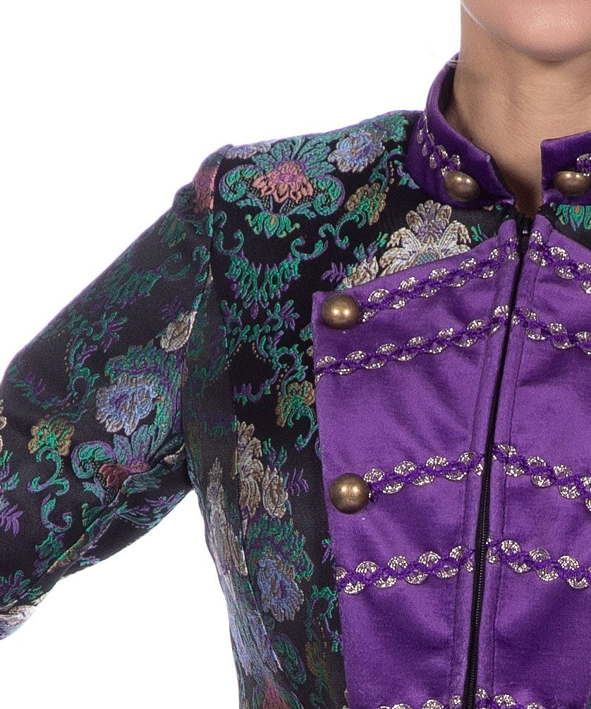 Karneval-Klamotten Kostüm Jacquard Jacke große Größen grün lila Damen-Kostüm, Parade Show Frack Frauenkostüm Prunksitzung Plus Size Partnerkostüm