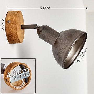 hofstein Wandleuchte »Mura« verstellbare Wandlampe aus Metall/Holz in Grau/Braun, ohne Leuchtmittel, 1xE14, Wandspot im Retro/Vintage Design