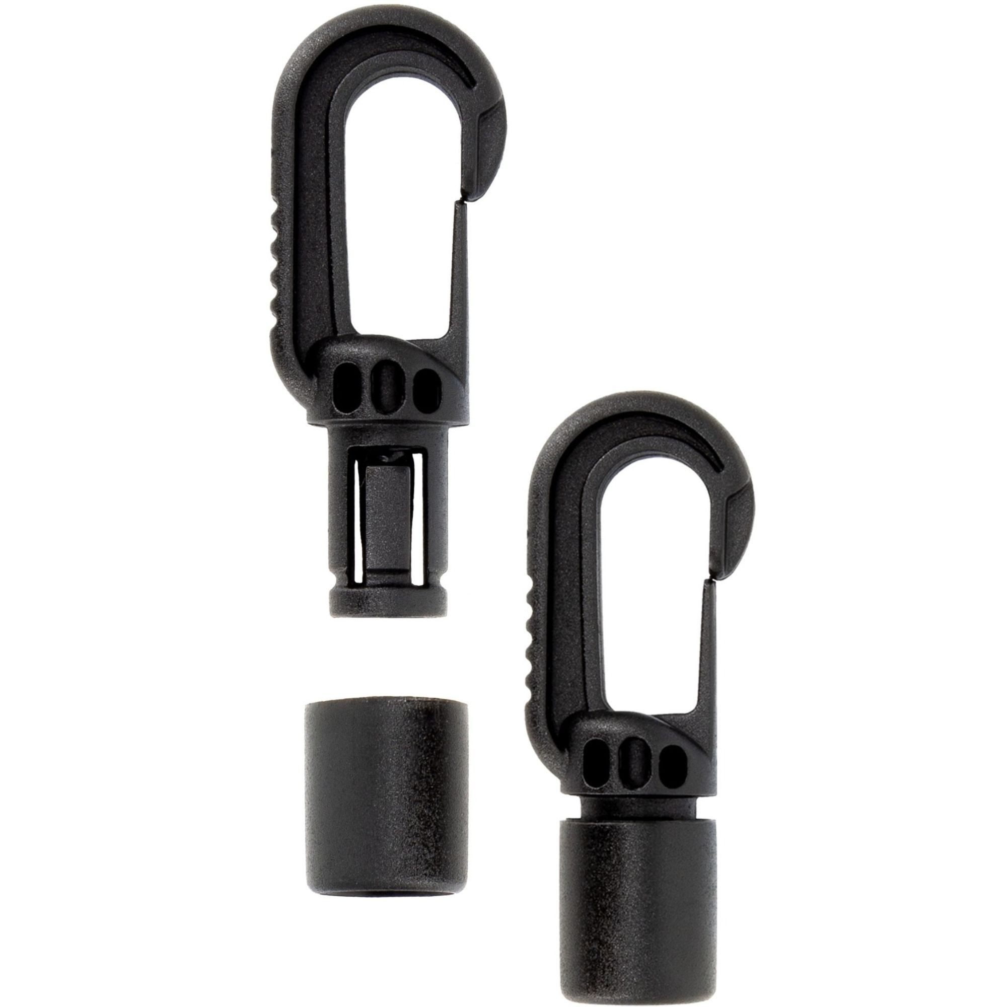 Dreamprint Kunststoffhaken Haken für 6 mm Expanderseil Schwarz Karabinerhaken Seil