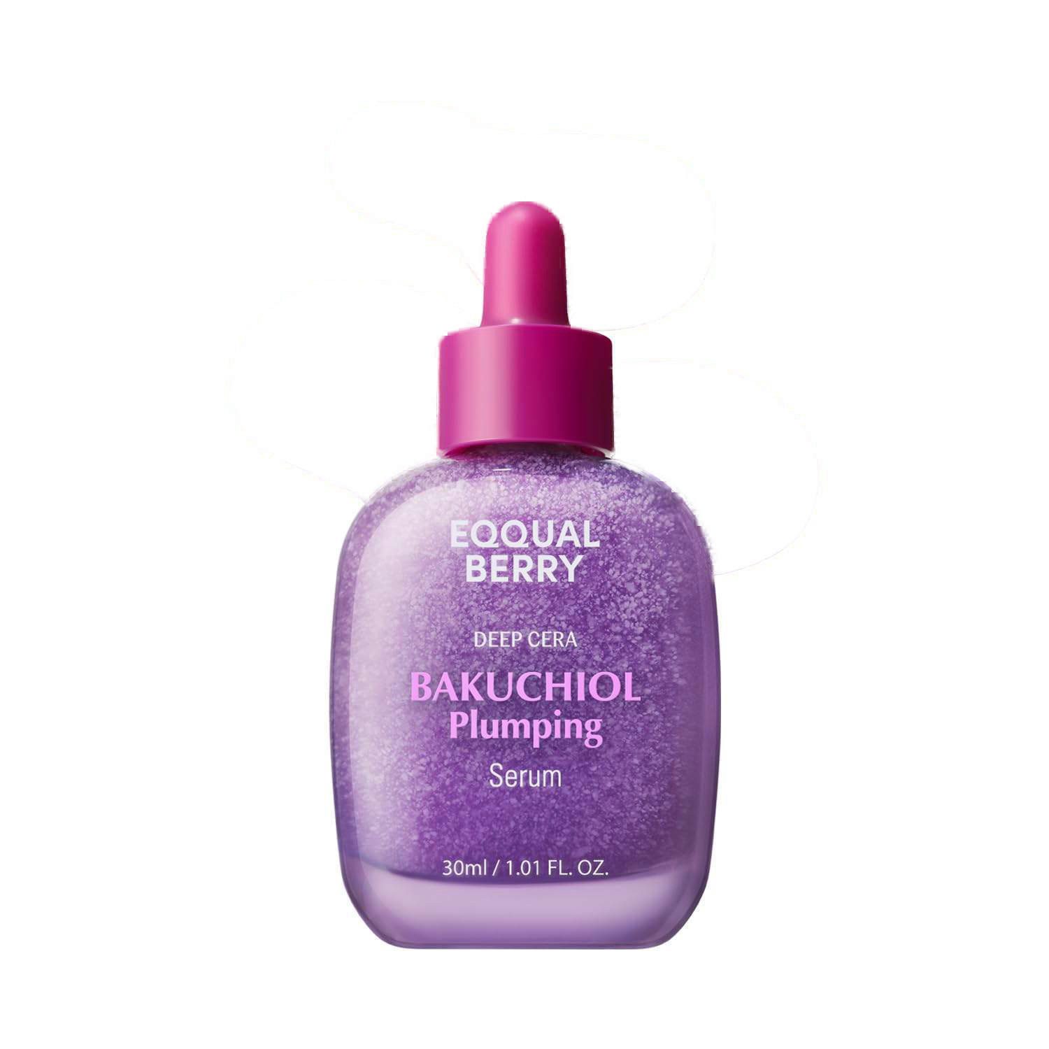 Eqqualberry Gesichtsserum Bakuchiol Plumping Serum 30 ml – Anti-Aging-Serum mit 5 000 ppm Bakuchiol als sanfte Alternative zu Retinol mit intensiver, Hyaluronsäure, Ceramiden & Peptiden für pralle, glatte Haut