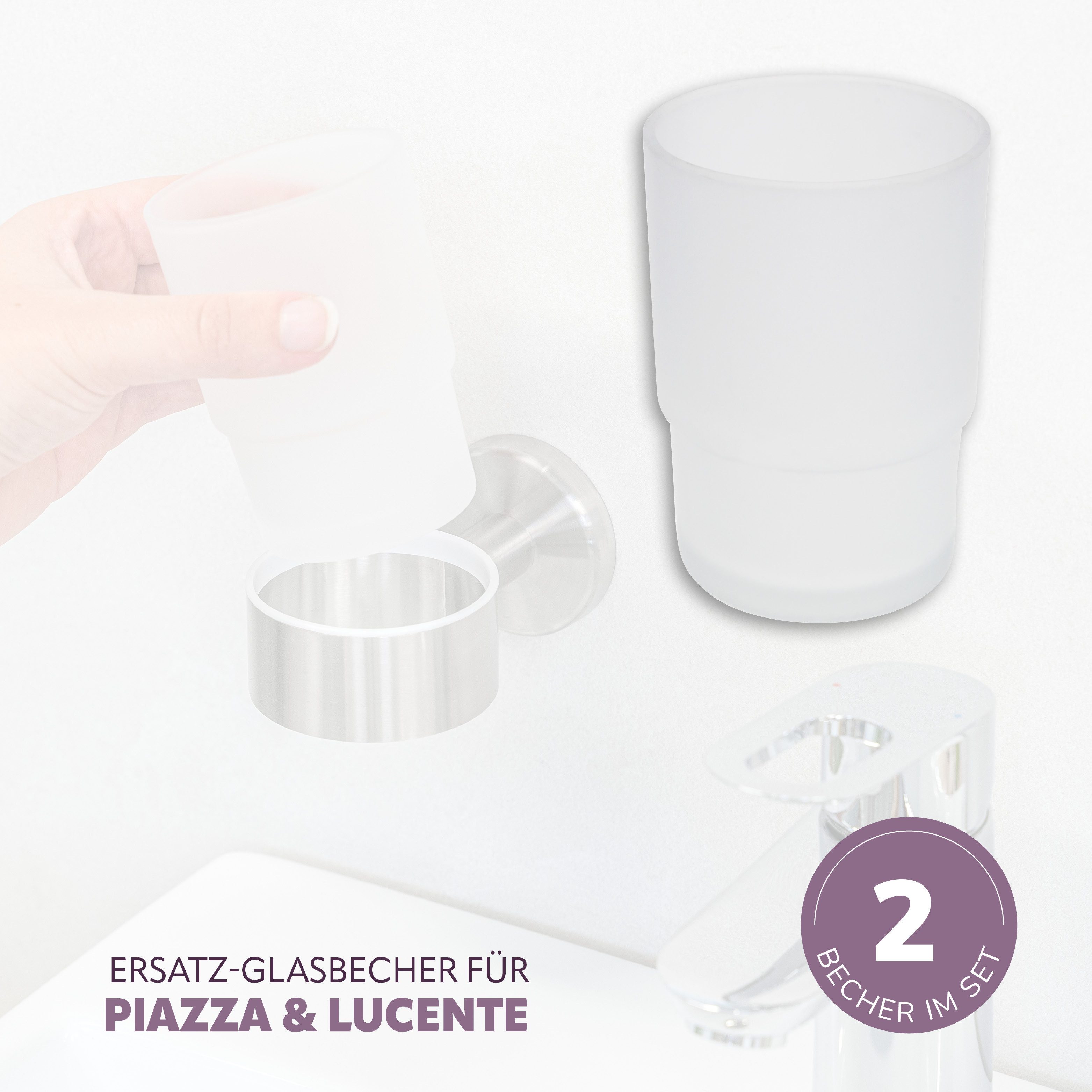 bremermann Zahnputzbecher Bad-Serie PIAZZA & LUCENTE - Glasbecher 2er Set, günstig online kaufen