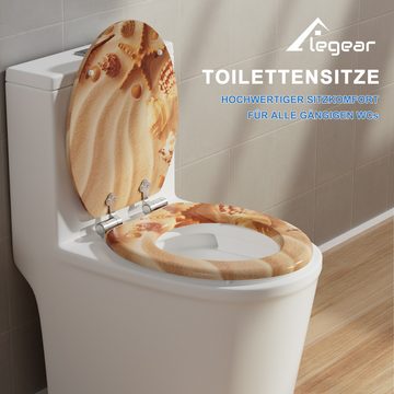 Elegear WC-Sitz runder Toilettendeckel mit Absenkautomatik, einfache Montage (1-St., Blau Meer), Toilettensitz aus MDF maximale Belastung : 200 kg