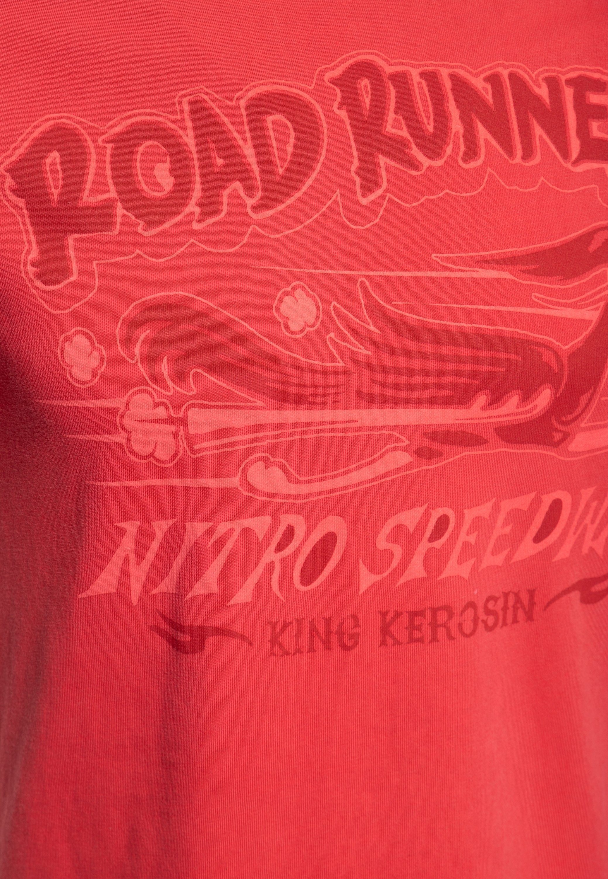 KingKerosin Print-Shirt Road Runner Artwork Print (1-tlg) Front mit Retro