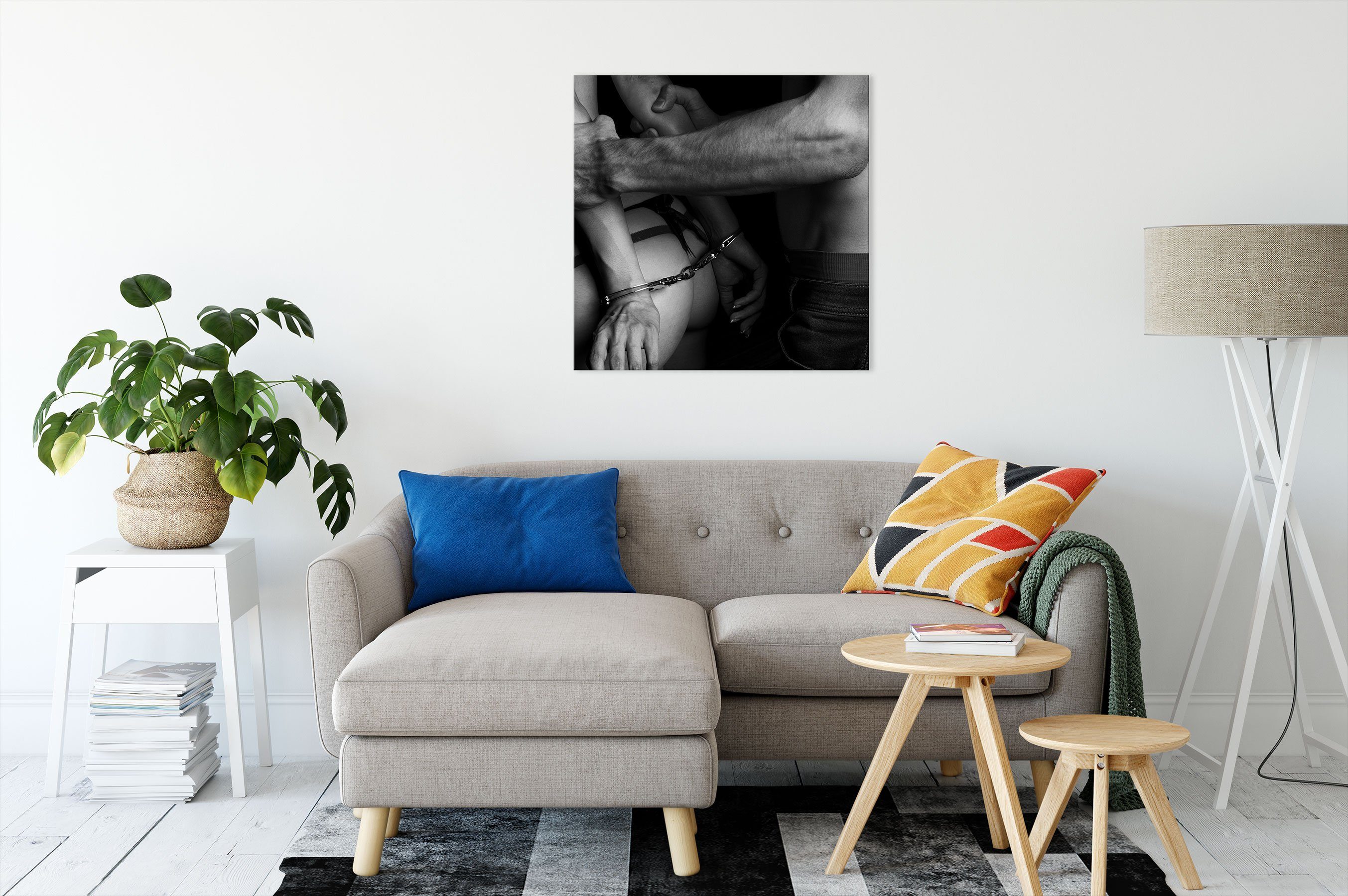 Pixxprint Leinwandbild Sexy Frau in Handschellen, günstig online kaufen