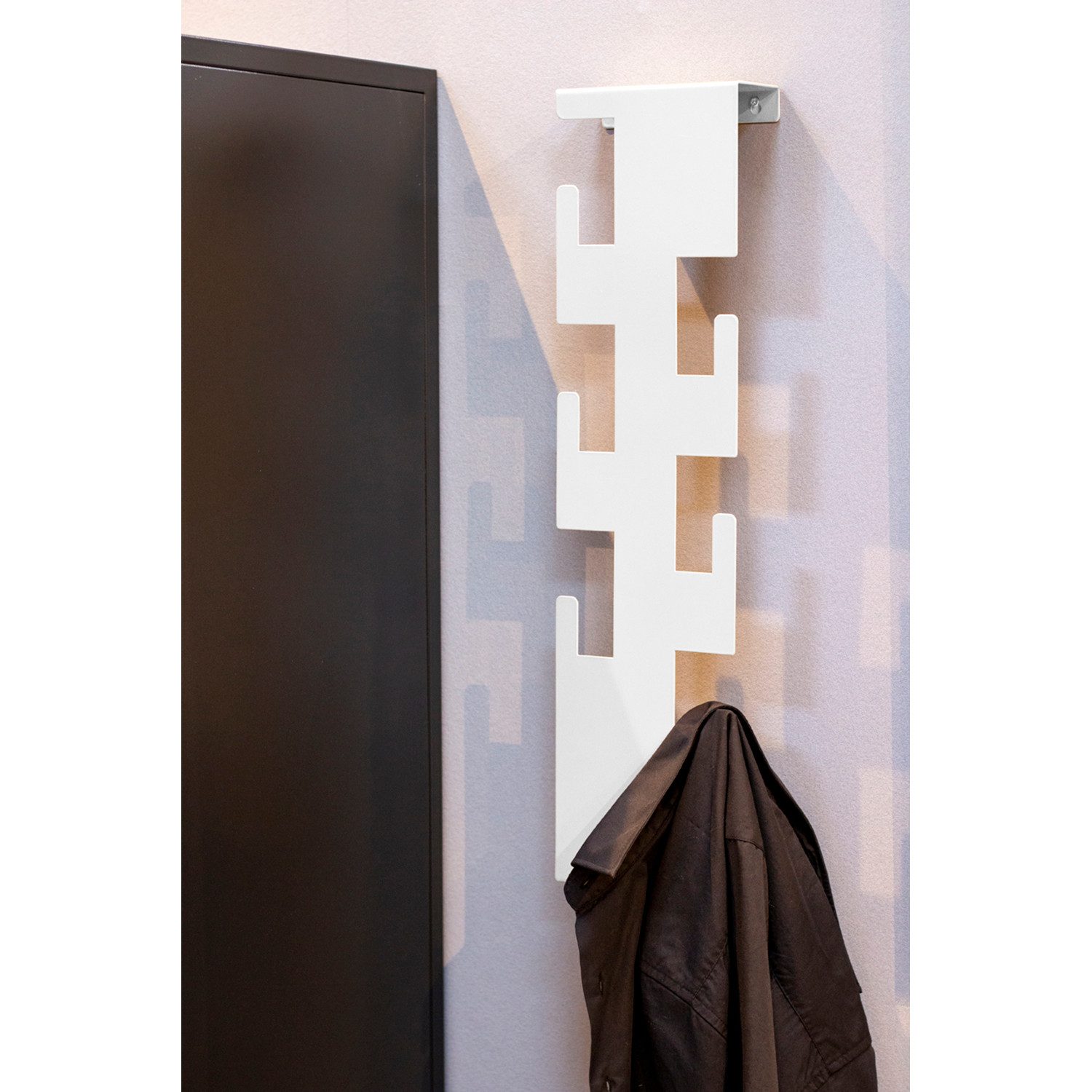 HAKU Garderobenständer Garderobe - weiß aus Stahl - H. 60cm x B. 15cm - Wandgarderobe, (1xWandgarderobe, Wandhalterung - Wandhalter), Wandhakenleiste - Hakenleiste - Garderobenleiste - Wandhaken