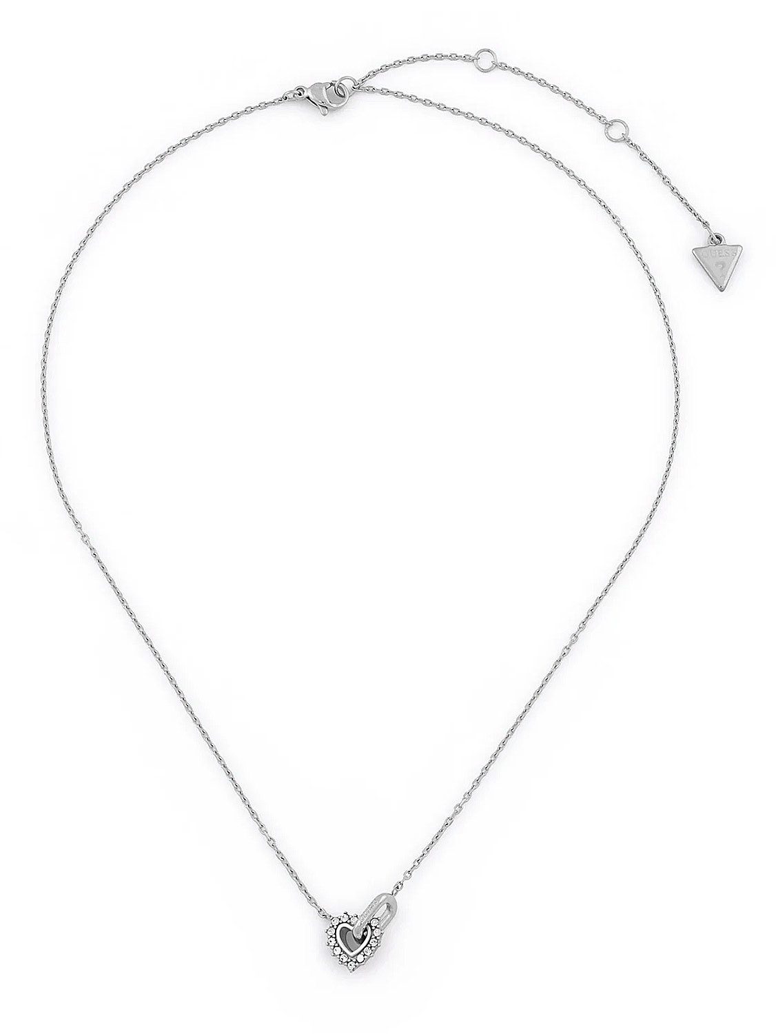 Guess Herzkette JUBN05533JWRH, für Damen-Kette Herz Kristalle Silberfarben