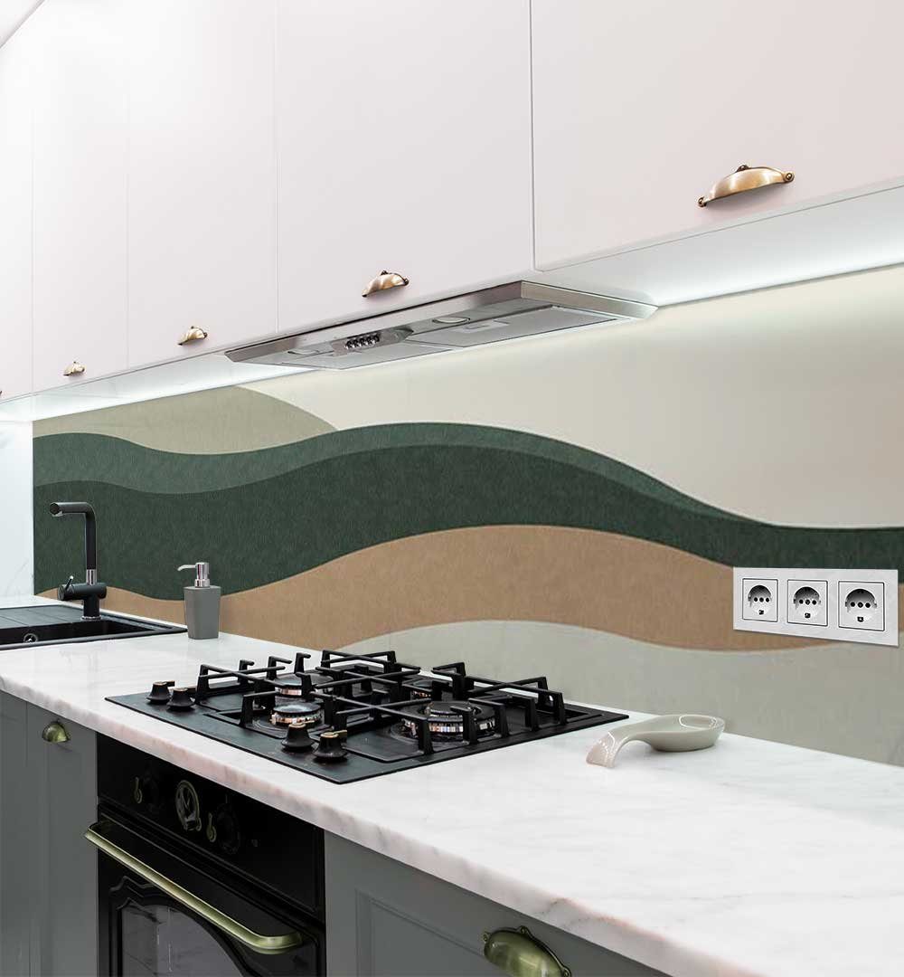 MyMaxxi Dekorationsfolie Küchenrückwand Minimalistische Wellen in Erdtönen selbstklebend  Folie
