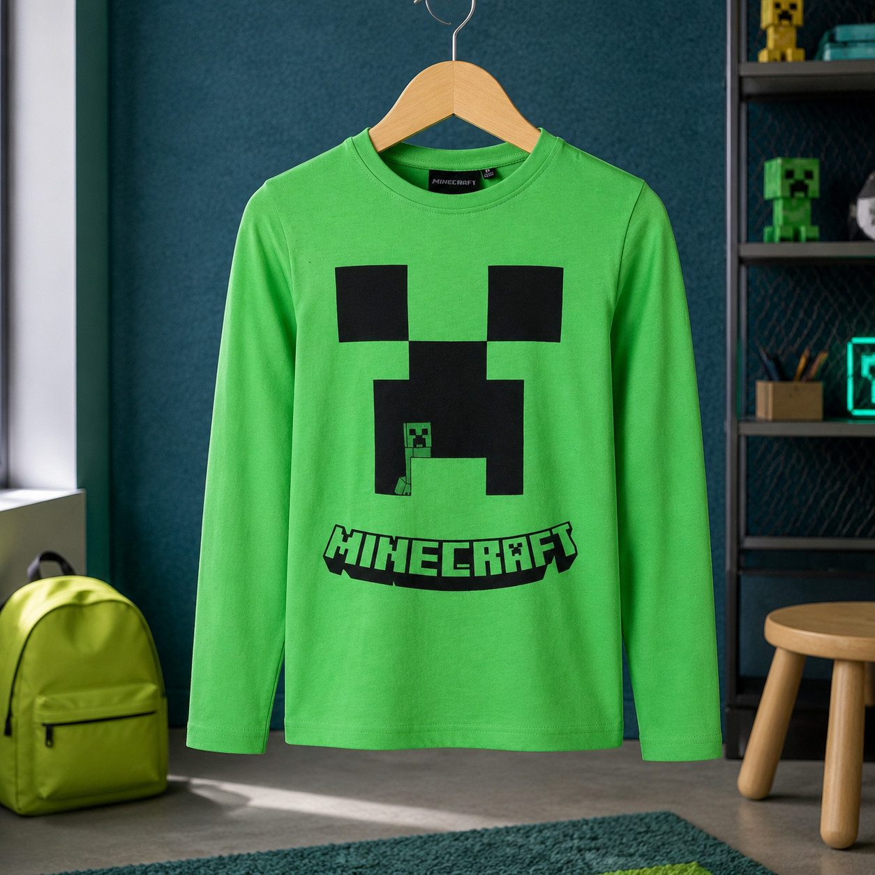 Minecraft Langarmshirt Minecraft Creeper Gamer Kinder Jungen langarm Shirt Gr. 116 bis 152 - 100% Baumwolle – Bild 5 von 5