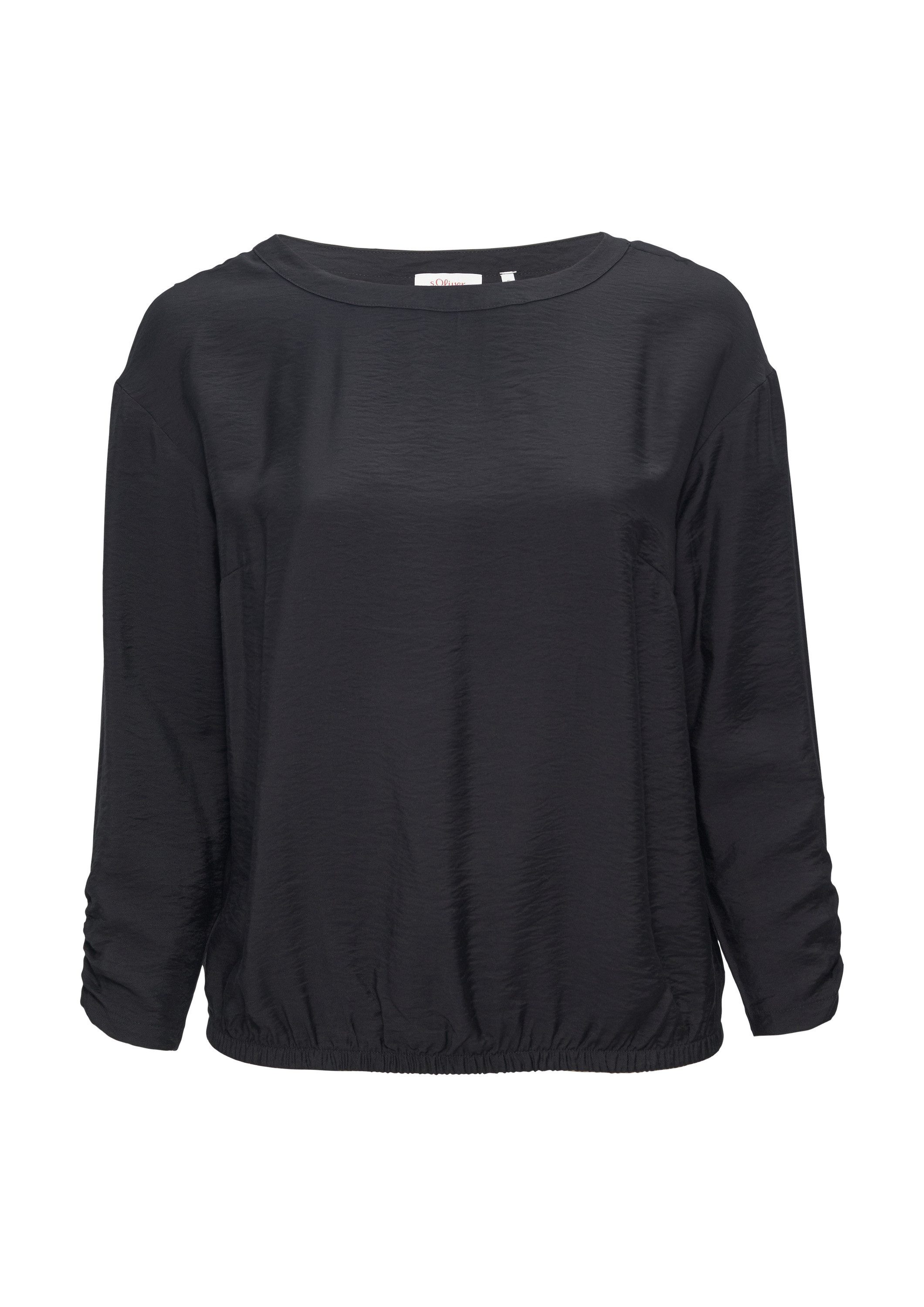 s.Oliver Langarmbluse Bluse Viskose-Bluse mit elastischem Saum günstig online kaufen