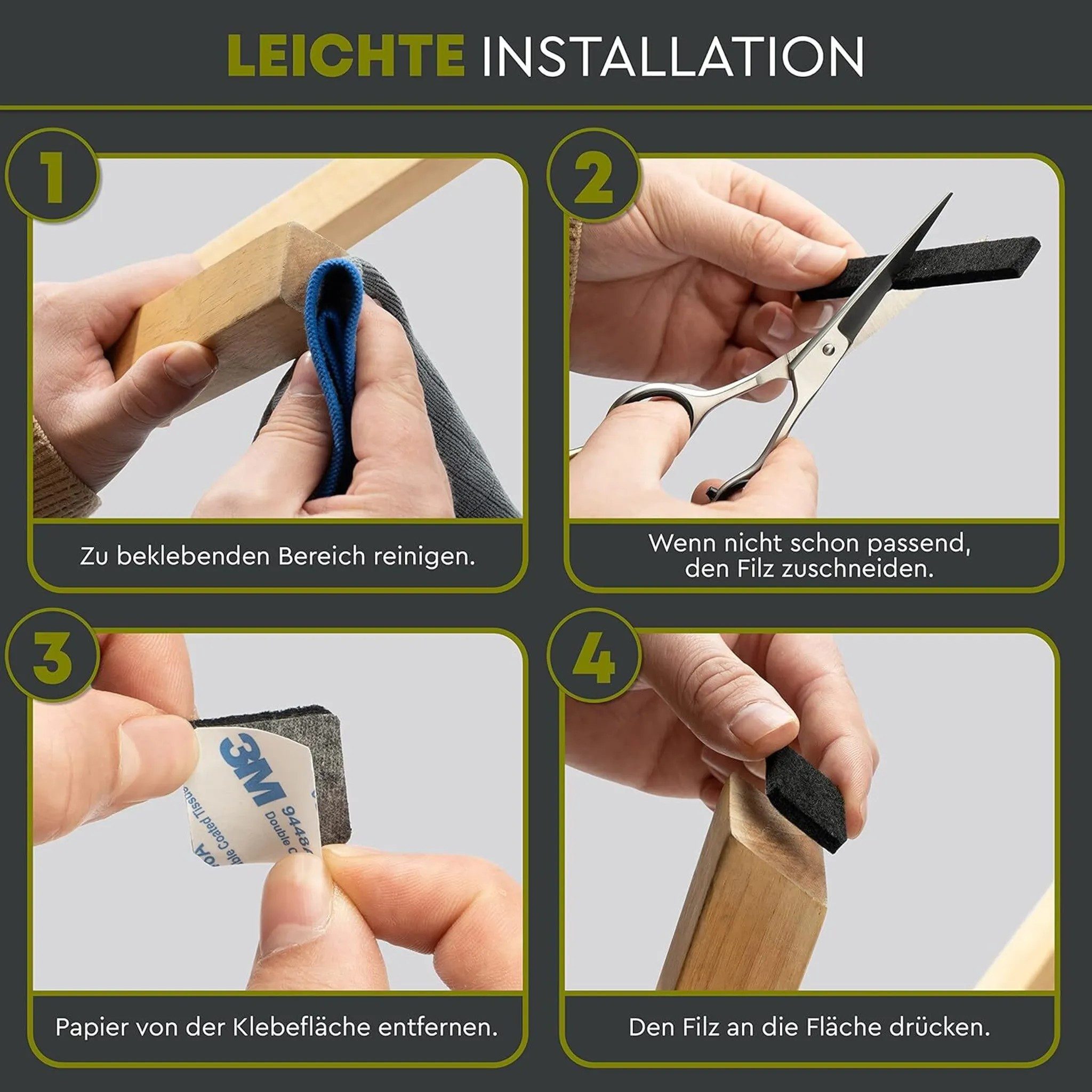 GiglioCollection Möbelfuß PREMIUM FILZGLEITER Set 300 TLG. - selbstklebend & zuschneidbar, (Set, 300-St)