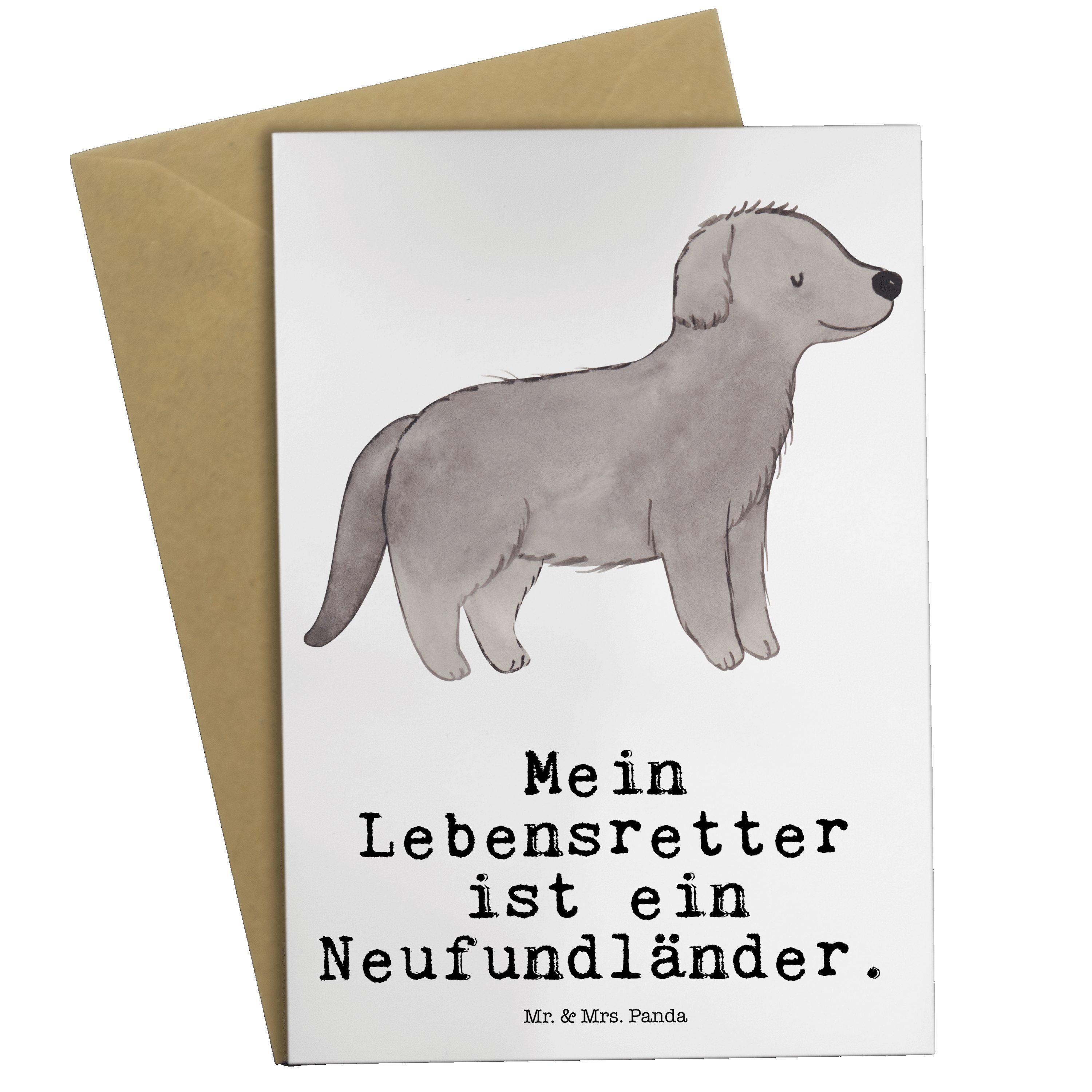 Mr. & Mrs. Panda Grußkarte Neufundländer Lebensretter - Weiß - Geschenk, Hundebesitzer, Tierfreu