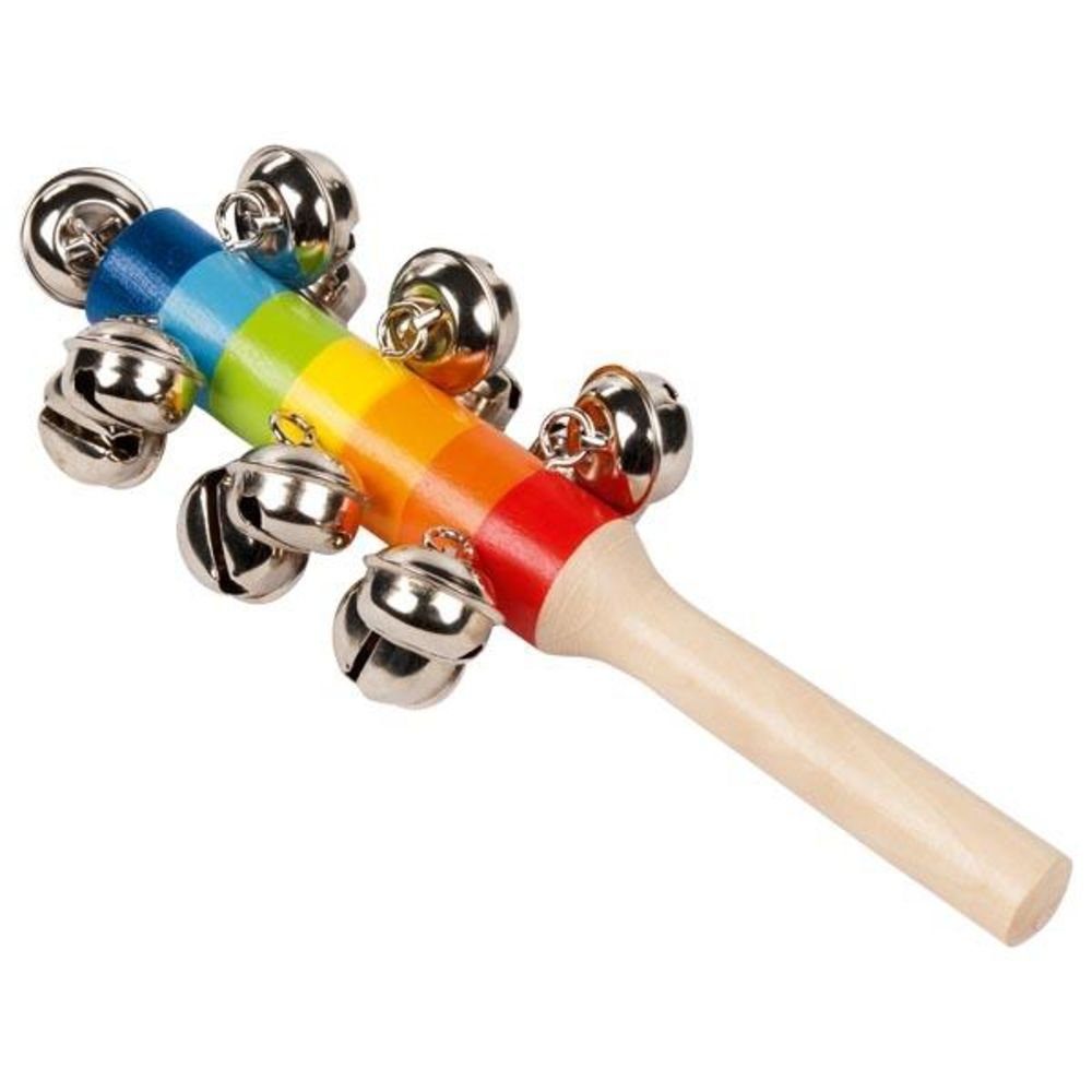 goki Spielzeug-Musikinstrument Schellenstab mit 13 Schellen, aus Holz, für Kinder