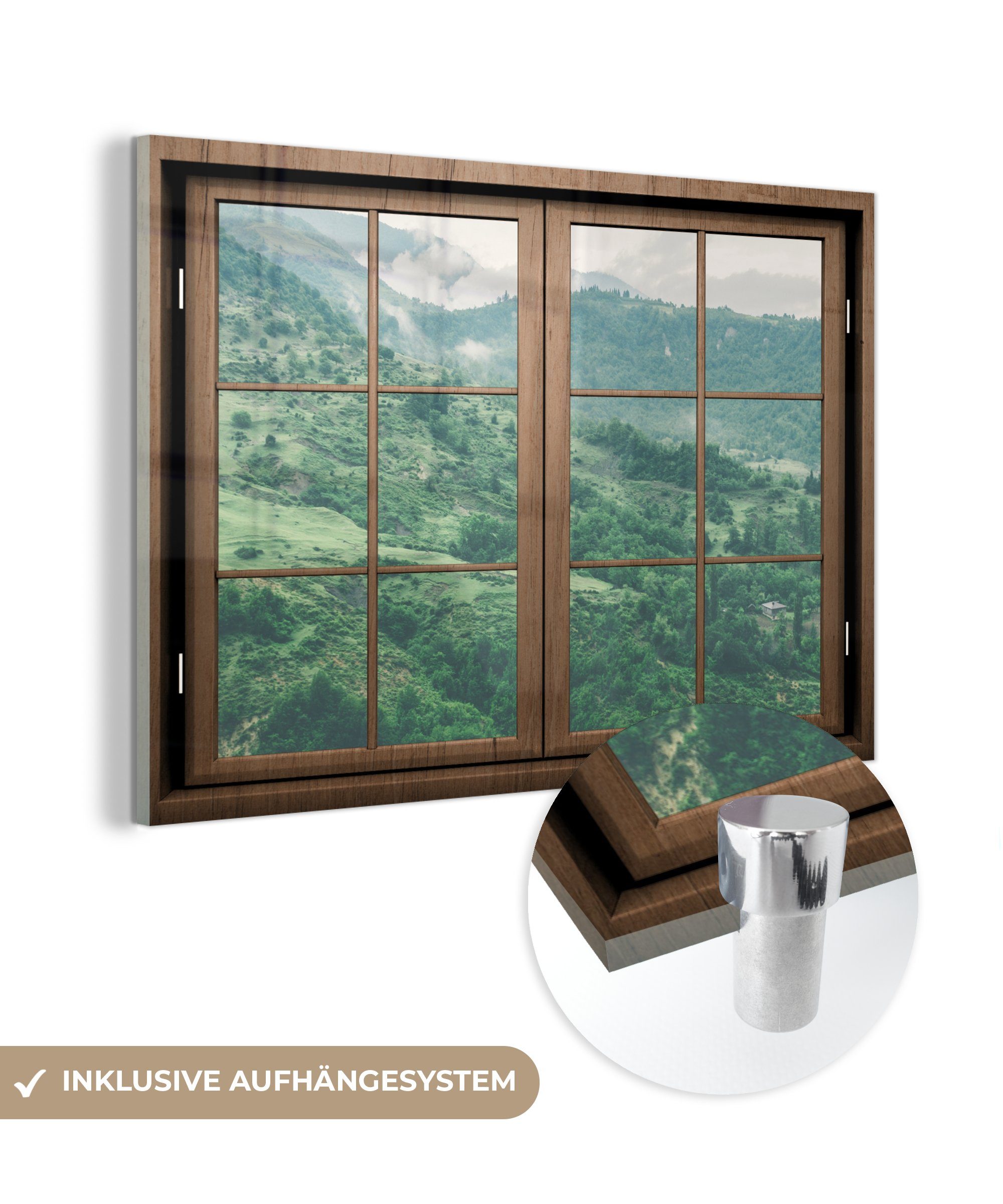 MuchoWow Acrylglasbild Aussicht - Bäume - Natur, (1 St), Glasbilder - Bilder auf Glas Wandbild - Foto auf Glas - Wanddekoration