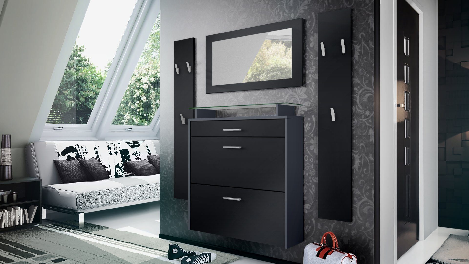 Vladon Garderoben-Set Malea, (Garderobenset bestehend aus 1 Hängeschuhschra günstig online kaufen