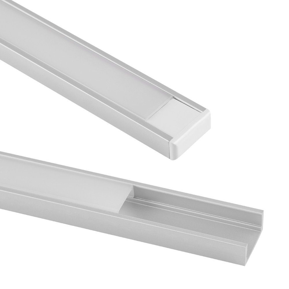 iscooter LED-Stripe-Profil 2x LED Aluminium Profil Aluprofil Aluminium Profile 1 Meter, für Streifen Beleuchtung Kanal Aluprofil Profile D (2 Stück)