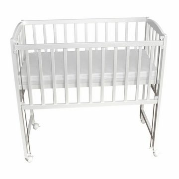 Dedstore-Baby Beistellbett mit Matratze 90x40 cm Höhenverstellbar Komplett Set Weiß Baby Bett, Made in Europe